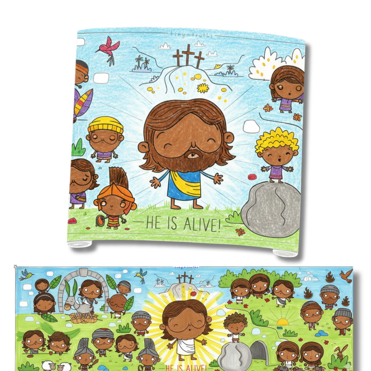 6' x 2' Giant Coloring Mural: Tiny Truths Illustrated Bible - Easter Celebration