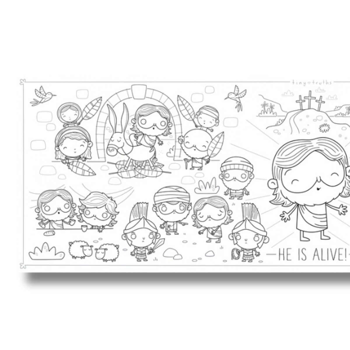 6' x 2' Giant Coloring Mural: Tiny Truths Illustrated Bible - Easter Celebration
