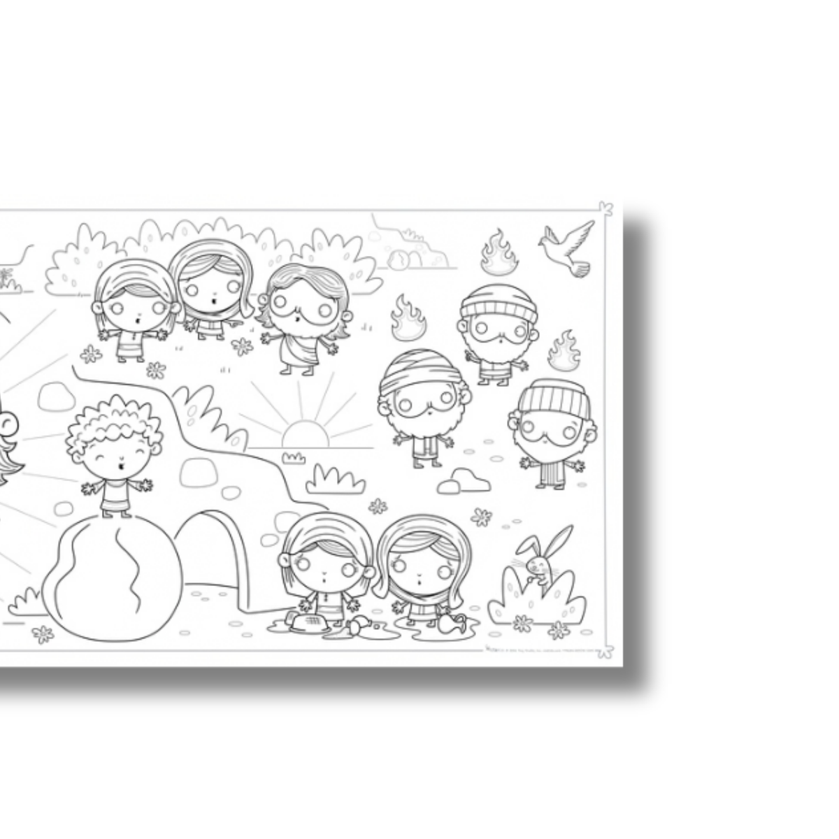 6' x 2' Giant Coloring Mural: Tiny Truths Illustrated Bible - Easter Celebration