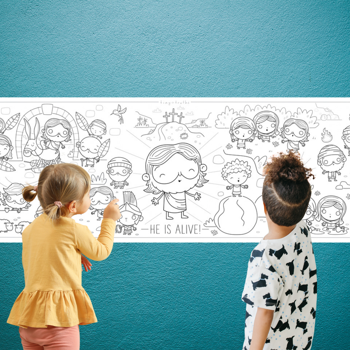 6' x 2' Giant Coloring Mural: Tiny Truths Illustrated Bible - Easter Celebration