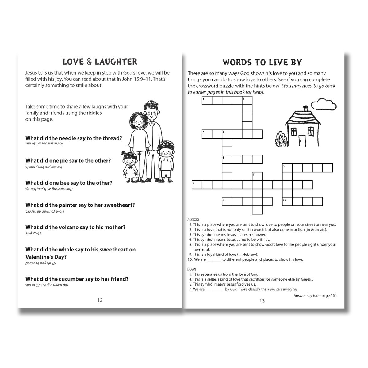 Children's activity book with riddles and crossword puzzle on a white background by CTA Christ to All & CTAKids.