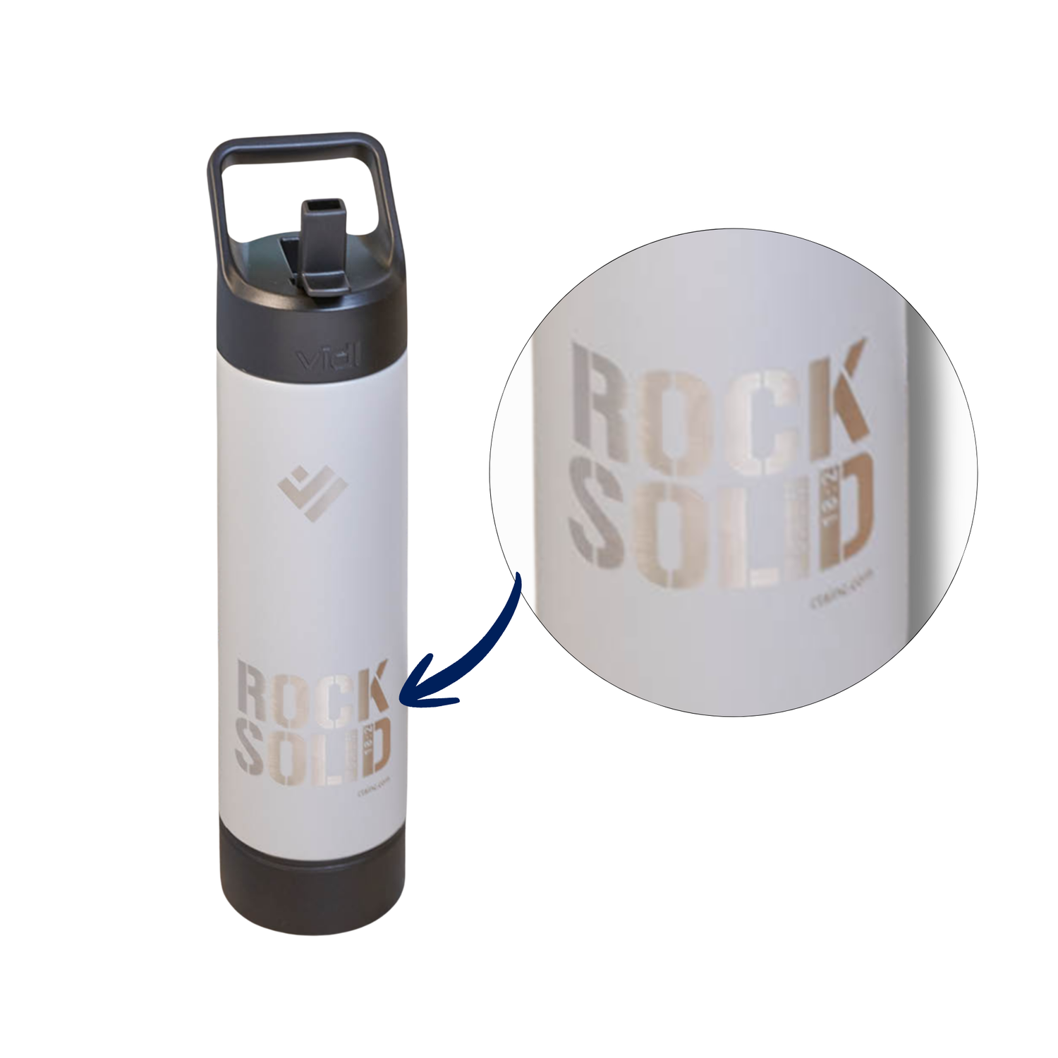 Deluxe 20oz Water Bottle with Storage Base - Rock Solid