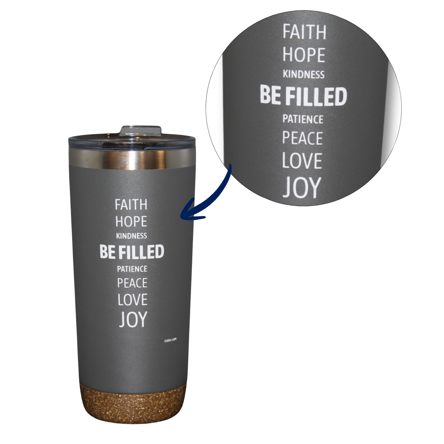 22oz Grey Deluxe Insulated Tumbler - Galatians 5:22-23