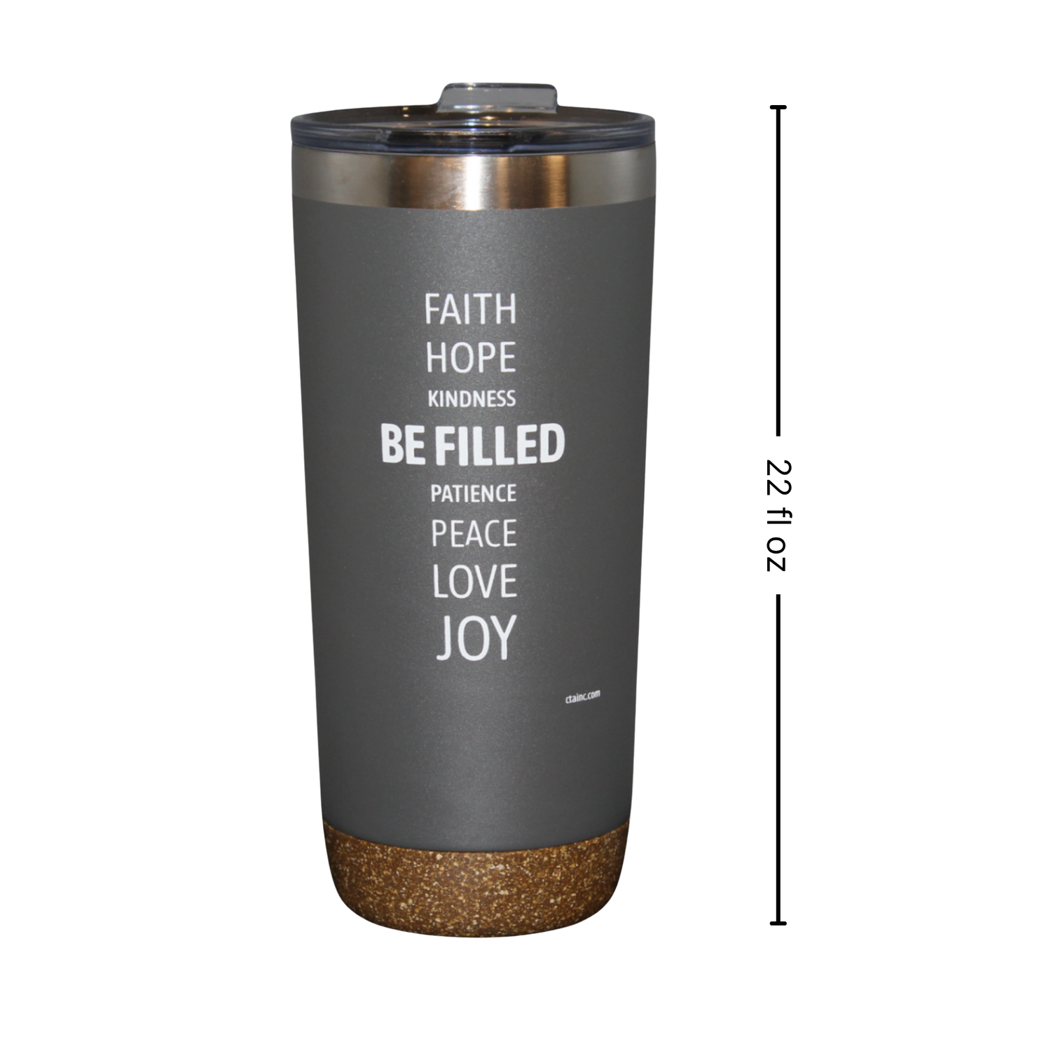 22oz Grey Deluxe Insulated Tumbler - Galatians 5:22-23