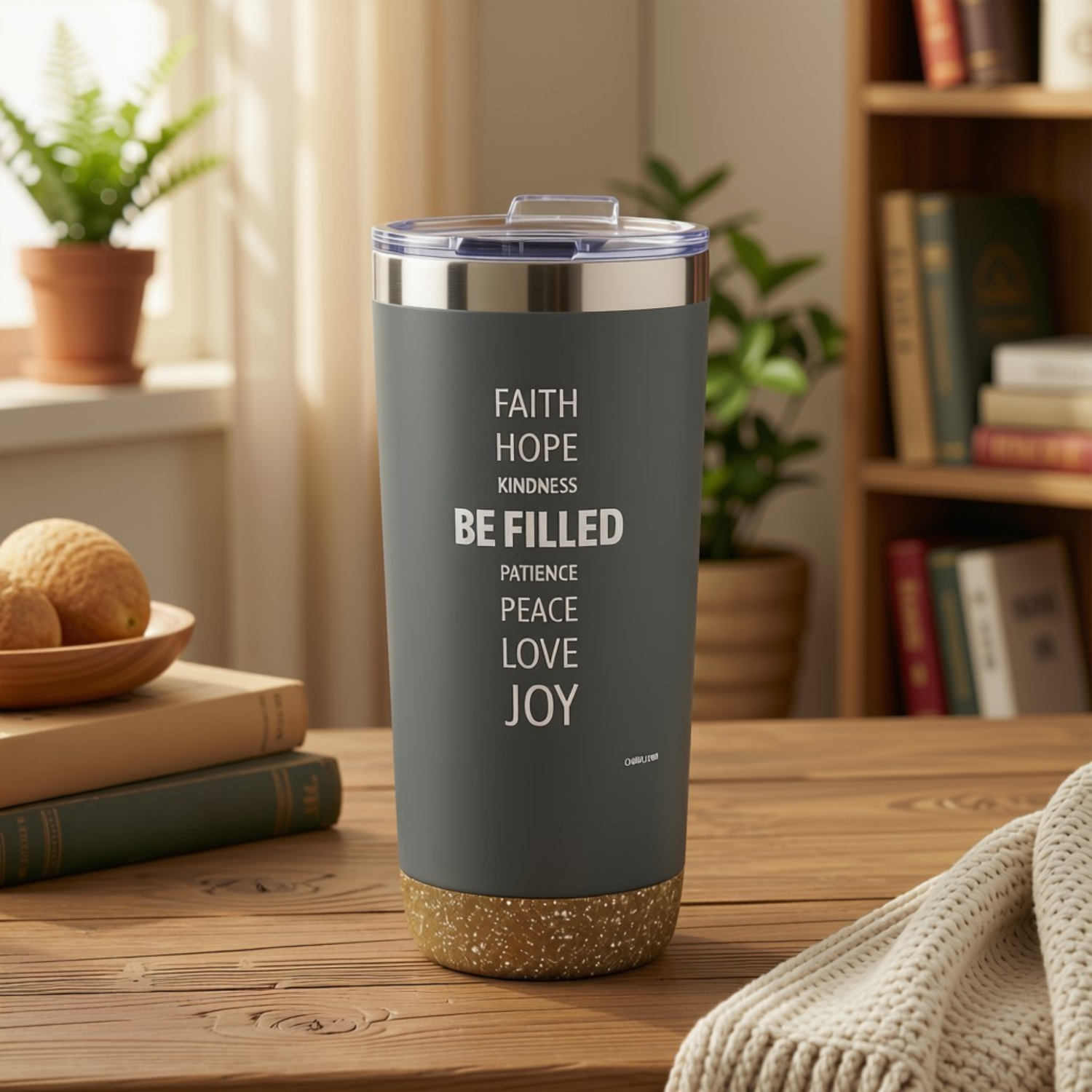 22oz Grey Deluxe Insulated Tumbler - Galatians 5:22-23
