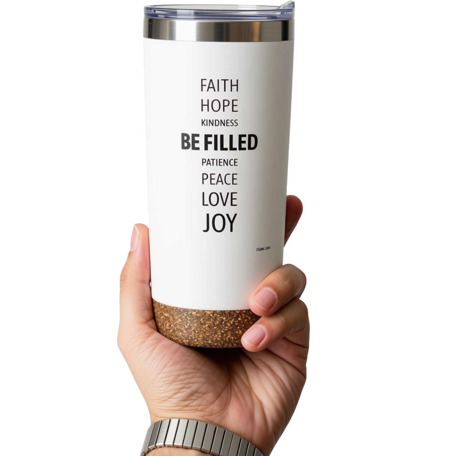 22oz White Deluxe Insulated Tumbler - Galatians 5:22-23