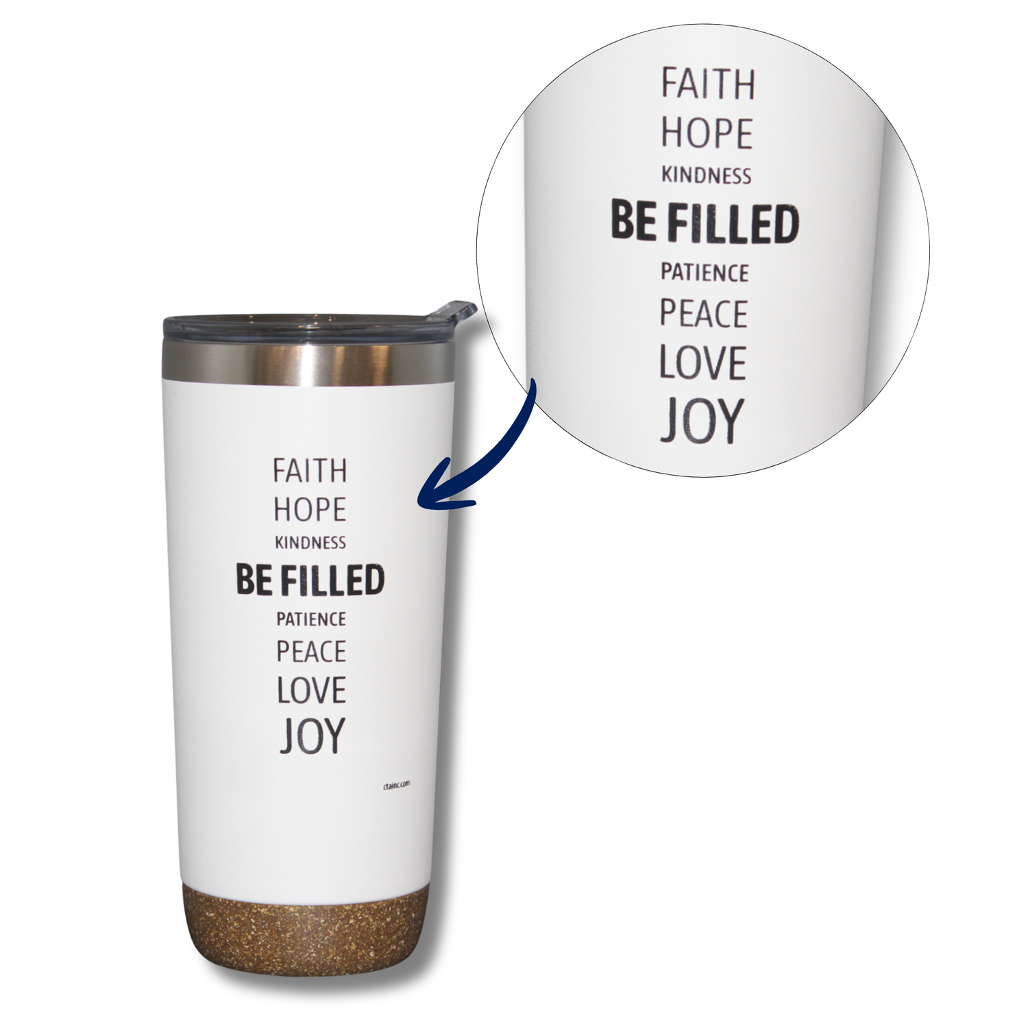 22oz White Deluxe Insulated Tumbler - Galatians 5:22-23