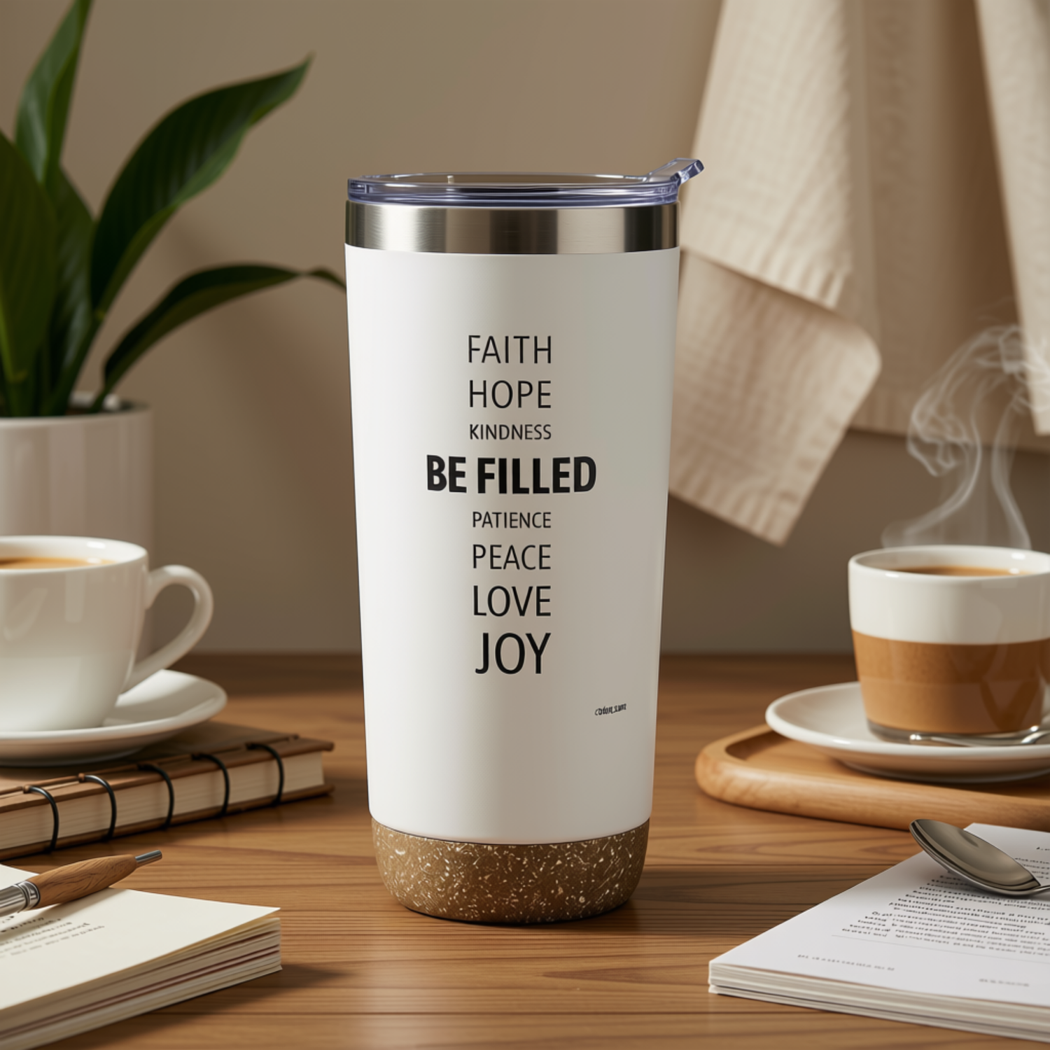 22oz White Deluxe Insulated Tumbler - Galatians 5:22-23