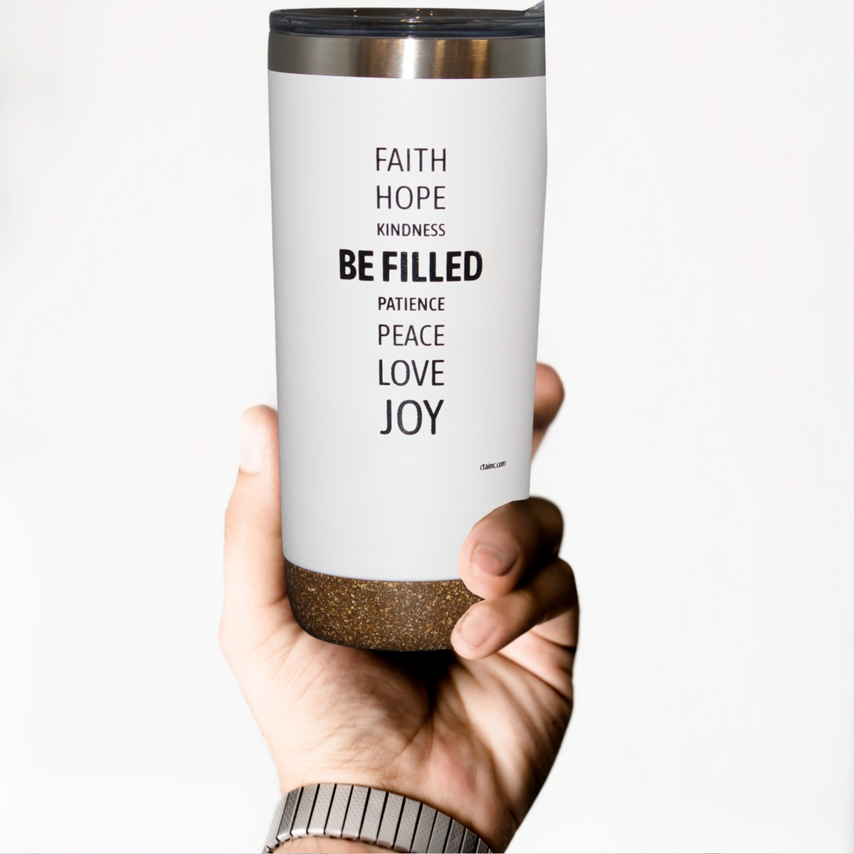 22oz White Deluxe Insulated Tumbler - Galatians 5:22-23