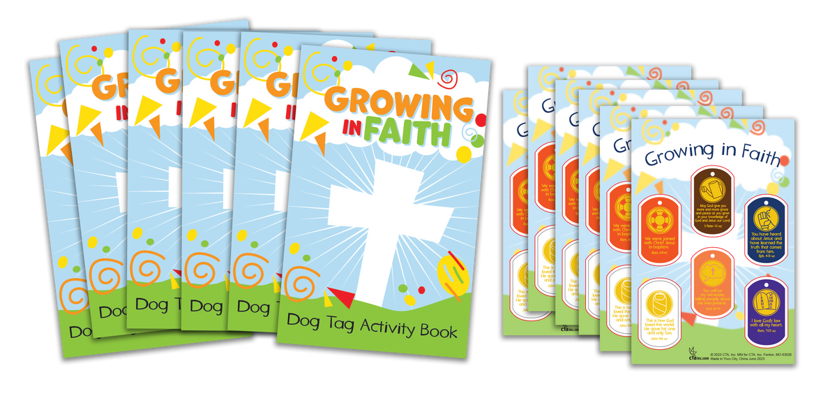 Growing in Faith Activity Set – Six 5¼" x 8¼" activity books plus a 4" x 6" sheet of six coordinating God’s Promises Truth Tag stickers. Includes fun, faith-building activities for kids and families to enjoy together while learning how to grow in God’s gift of faith by CTA Christ to All & CTAKids.
615122-17149-3 by CTA Christ to All & CTAKids.
