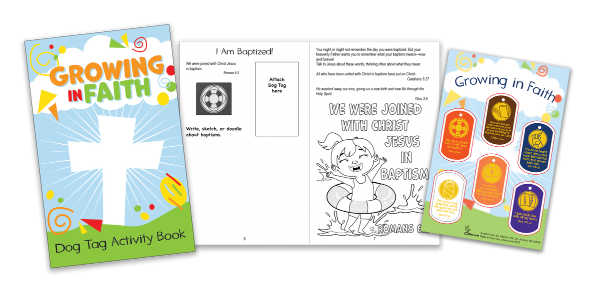 Growing in Faith Activity Set – Six 5¼" x 8¼" activity books plus a 4" x 6" sheet of six coordinating God’s Promises Truth Tag stickers. Includes fun, faith-building activities for kids and families to enjoy together while learning how to grow in God’s gift of faith by CTA Christ to All & CTAKids.
615122-17149-3