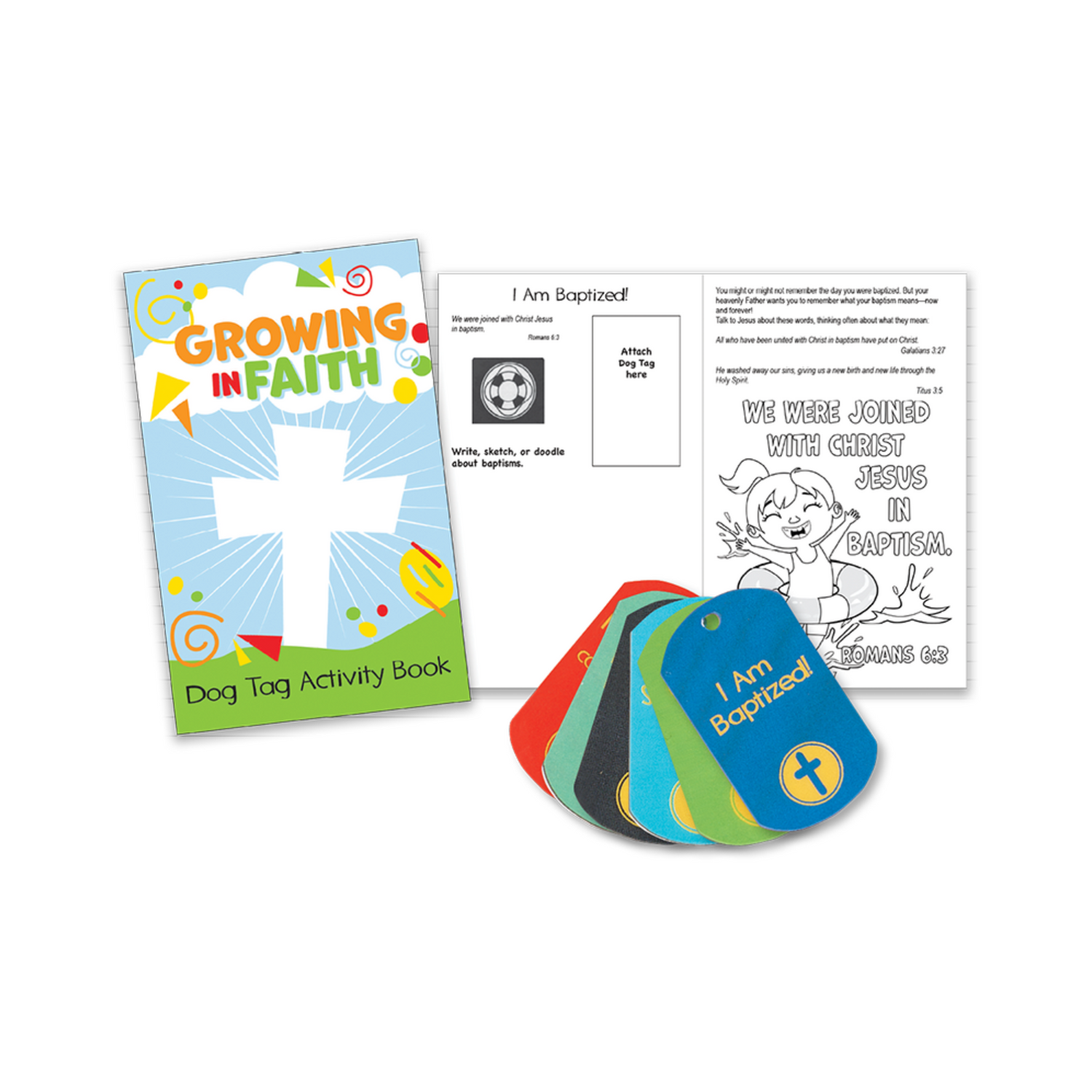 Growing in Faith 6 Activity Books & Dog Tags for Christian Children's Ministry