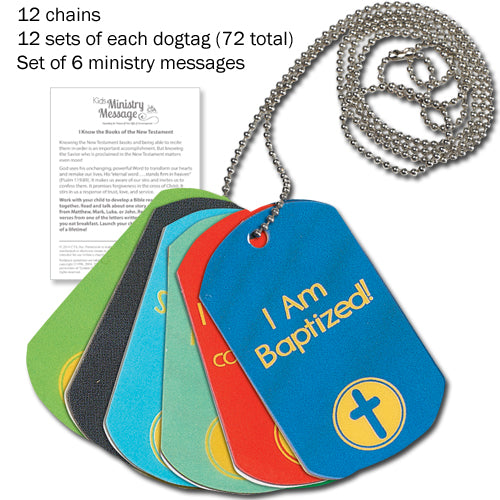 Growing in Faith Dog Tag Set - 12 Chains & 72 tags