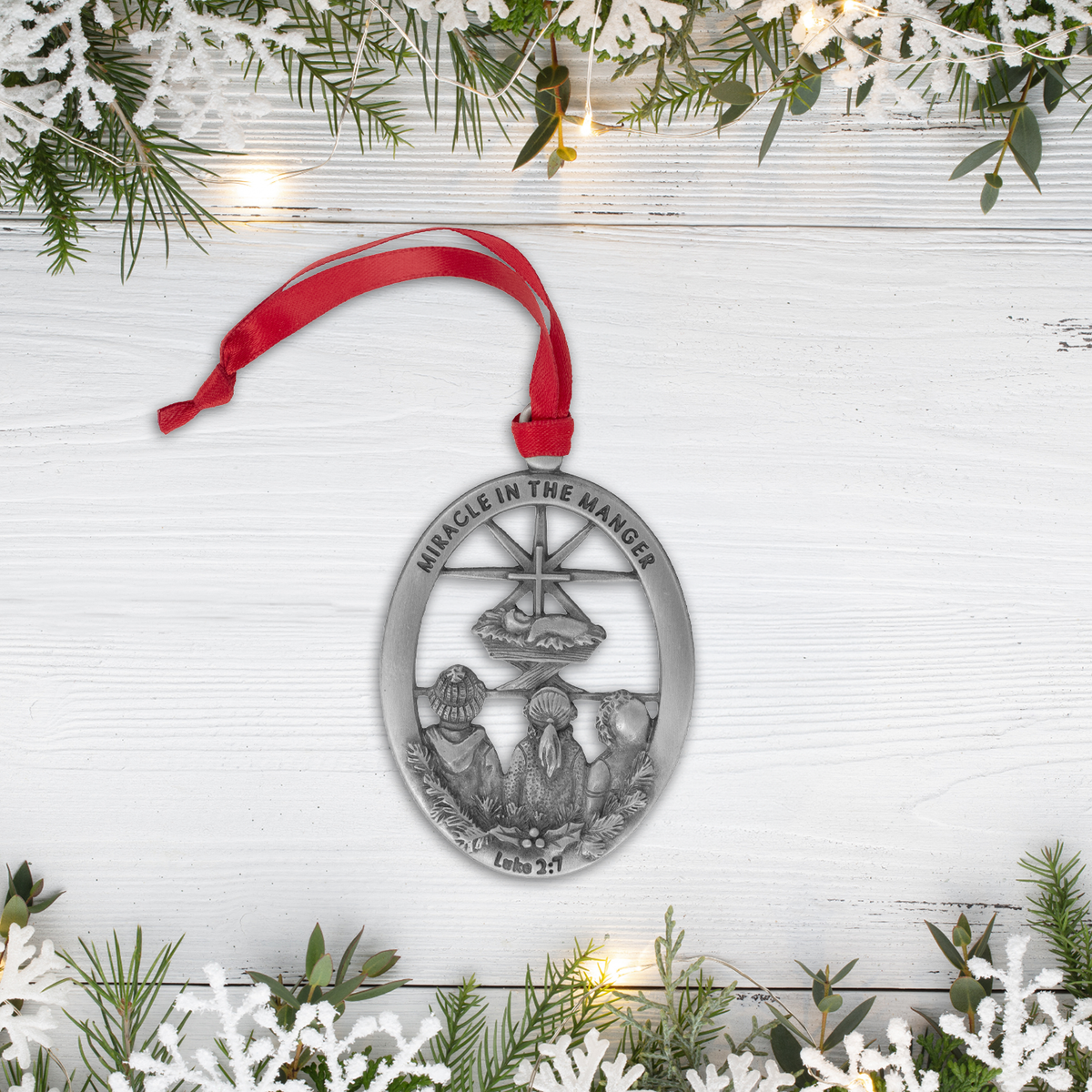 “Miracle in the Manger” Celebrate the birth of Jesus with this ornament that is
capturing the wonder of Christmas with children gazing up at the star that
points to the miracle in the manger, Jesus.