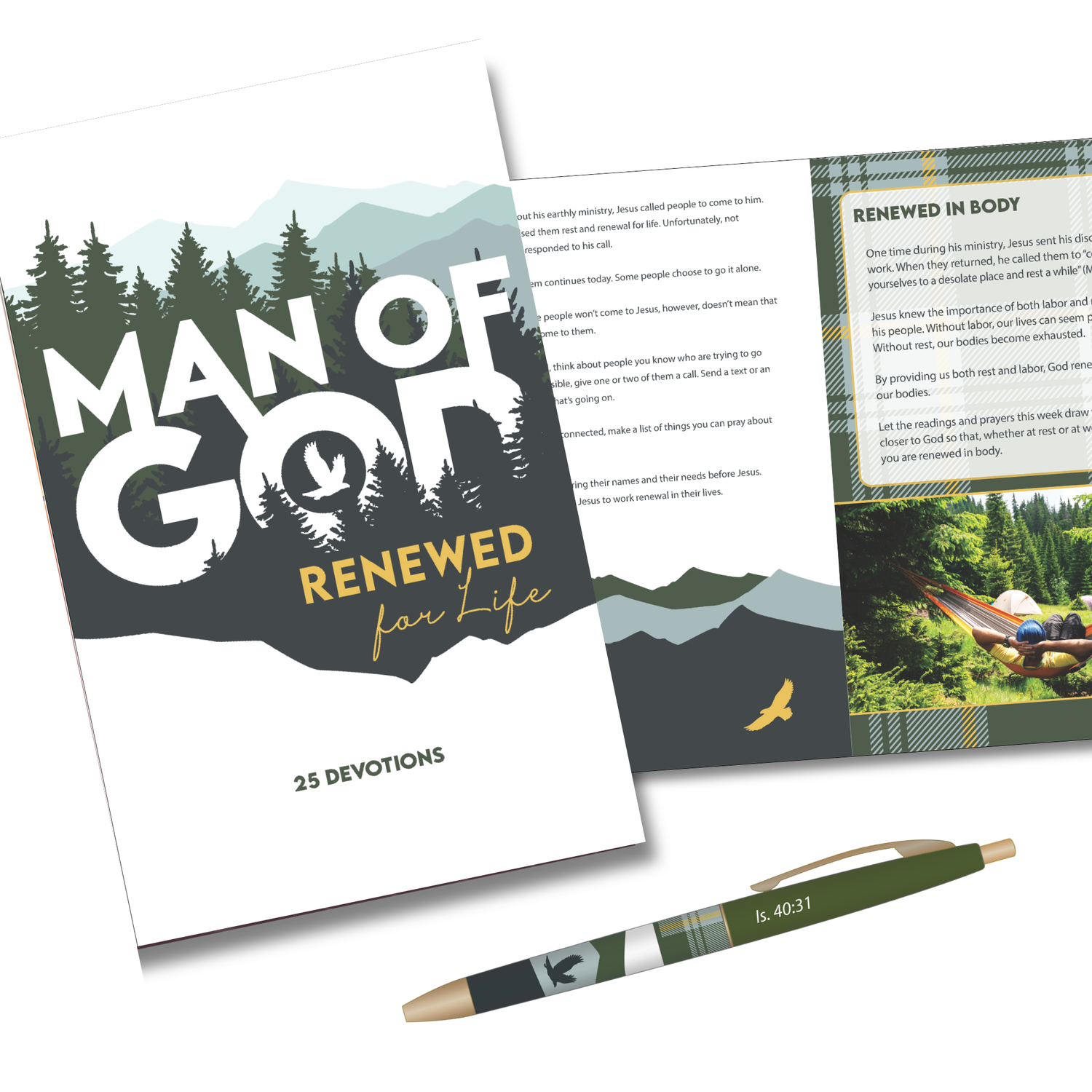 WRAPPED & READY® Devotion Book & Pen Gift Set - Man of God: Renewed for Life