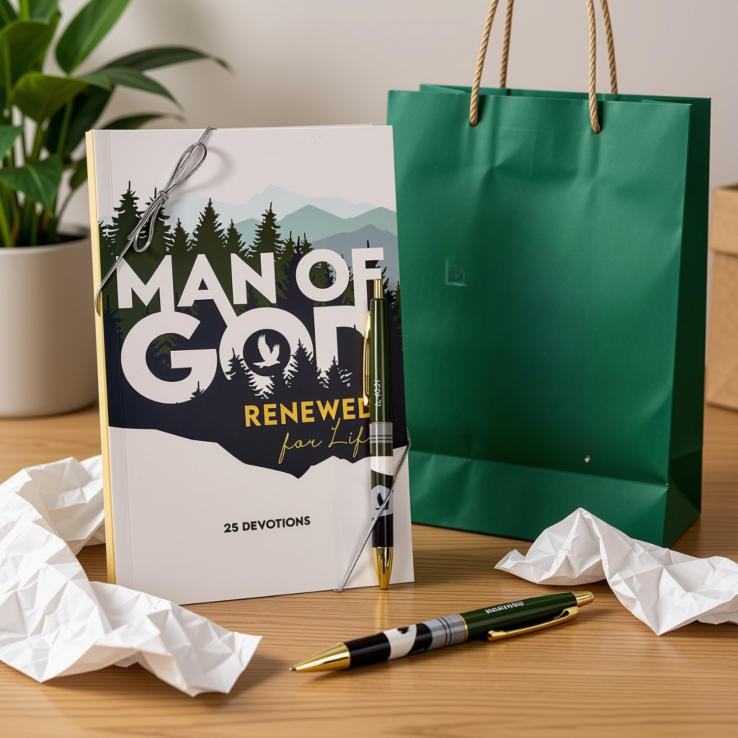 WRAPPED & READY® Devotion Book & Pen Gift Set - Man of God: Renewed for Life
