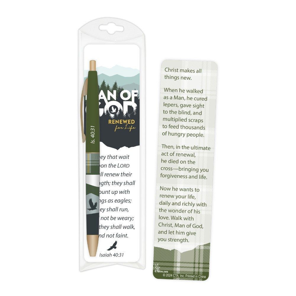 Man of God Renewed for Life Pen & Bookmark Set