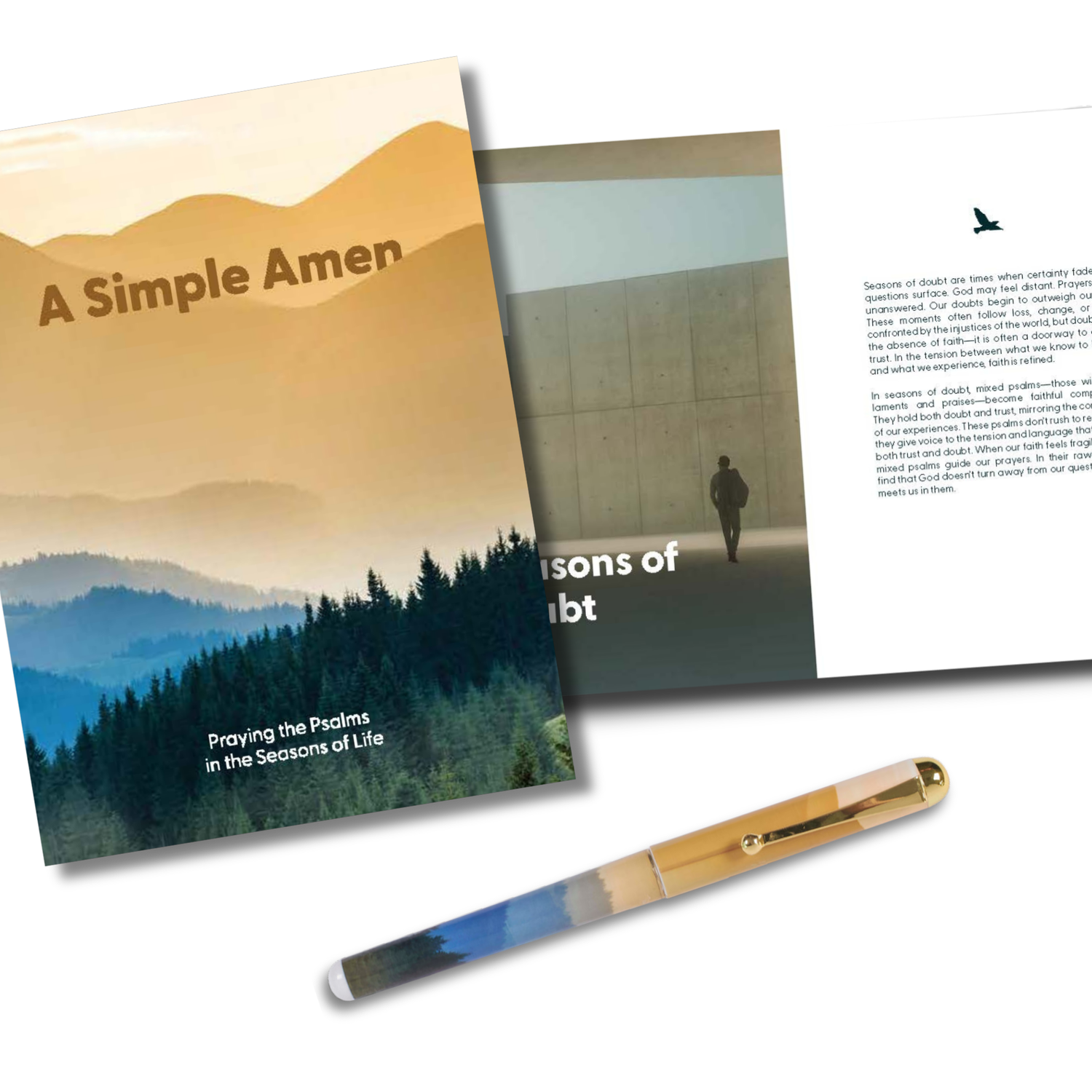 WRAPPED & READY® 64-Page Devotion Book & Pen Gift Set - A Simple Amen Mountains
