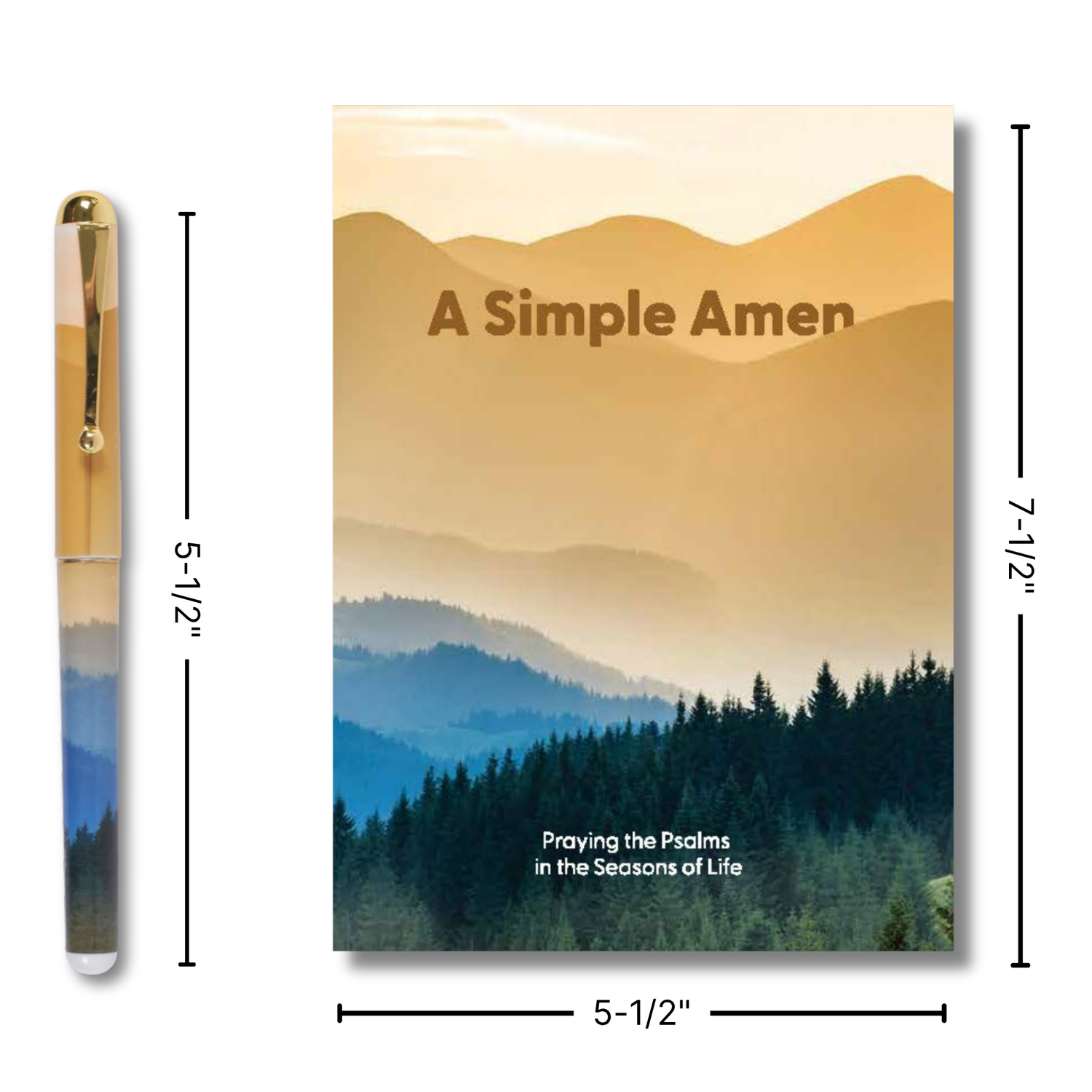 WRAPPED & READY® 64-Page Devotion Book & Pen Gift Set - A Simple Amen Mountains
