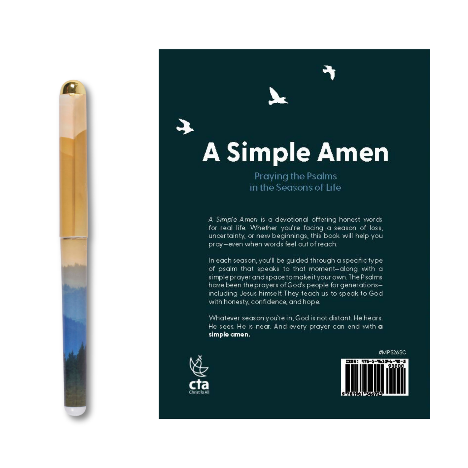 WRAPPED & READY® 64-Page Devotion Book & Pen Gift Set - A Simple Amen Mountains