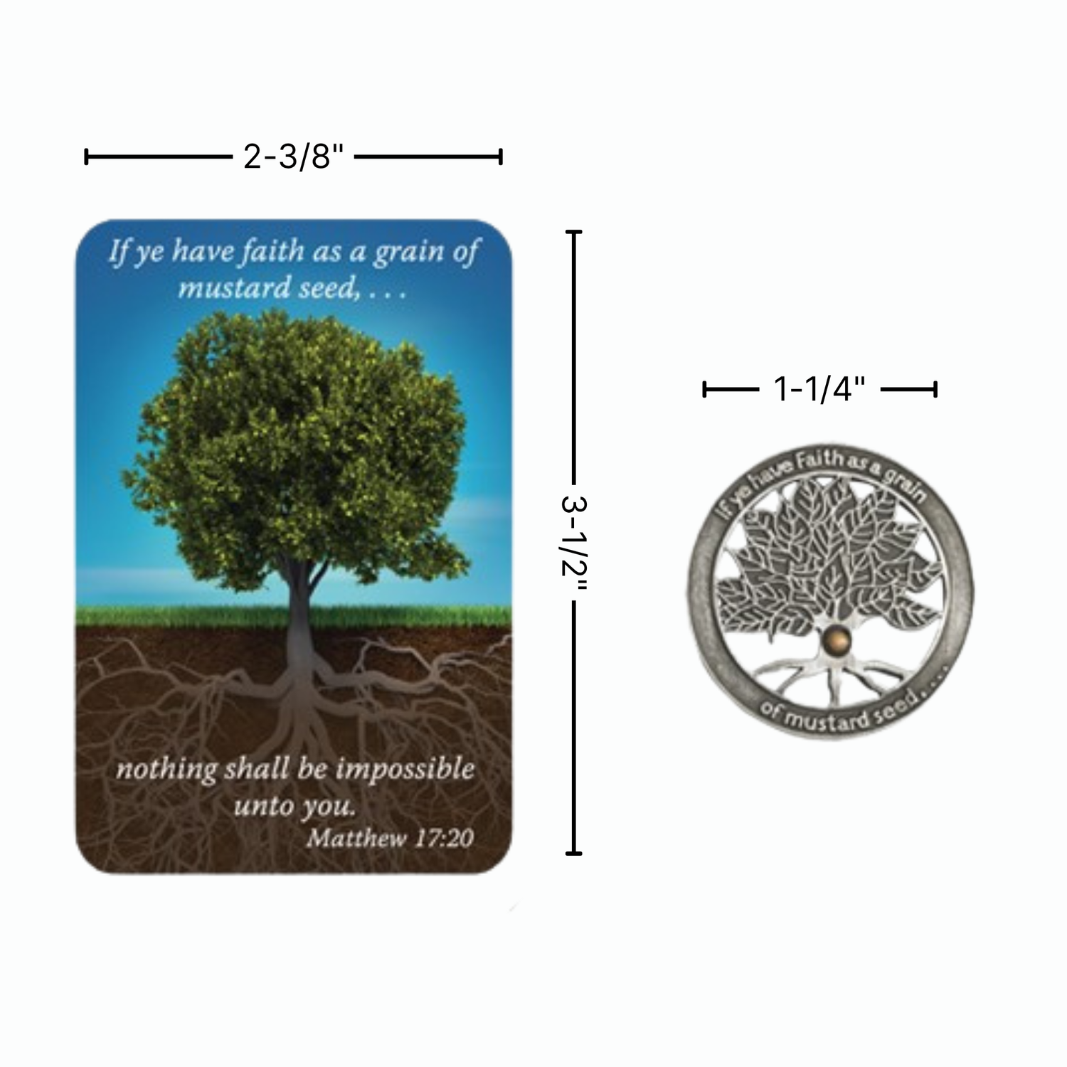 1-1/4" Pewter-Finished Mustard Seed Pocket Coin & Reminder Card