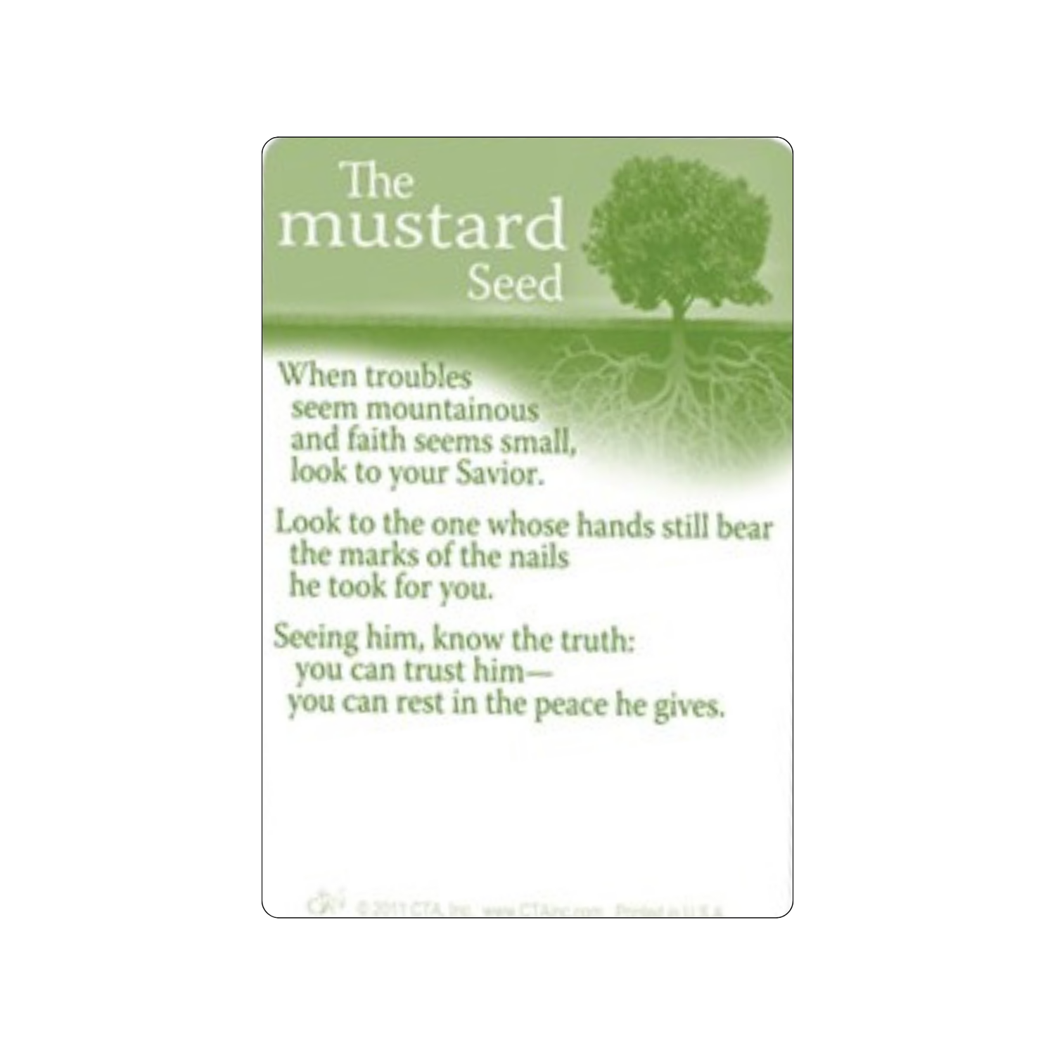 1-1/4" Pewter-Finished Mustard Seed Pocket Coin & Reminder Card