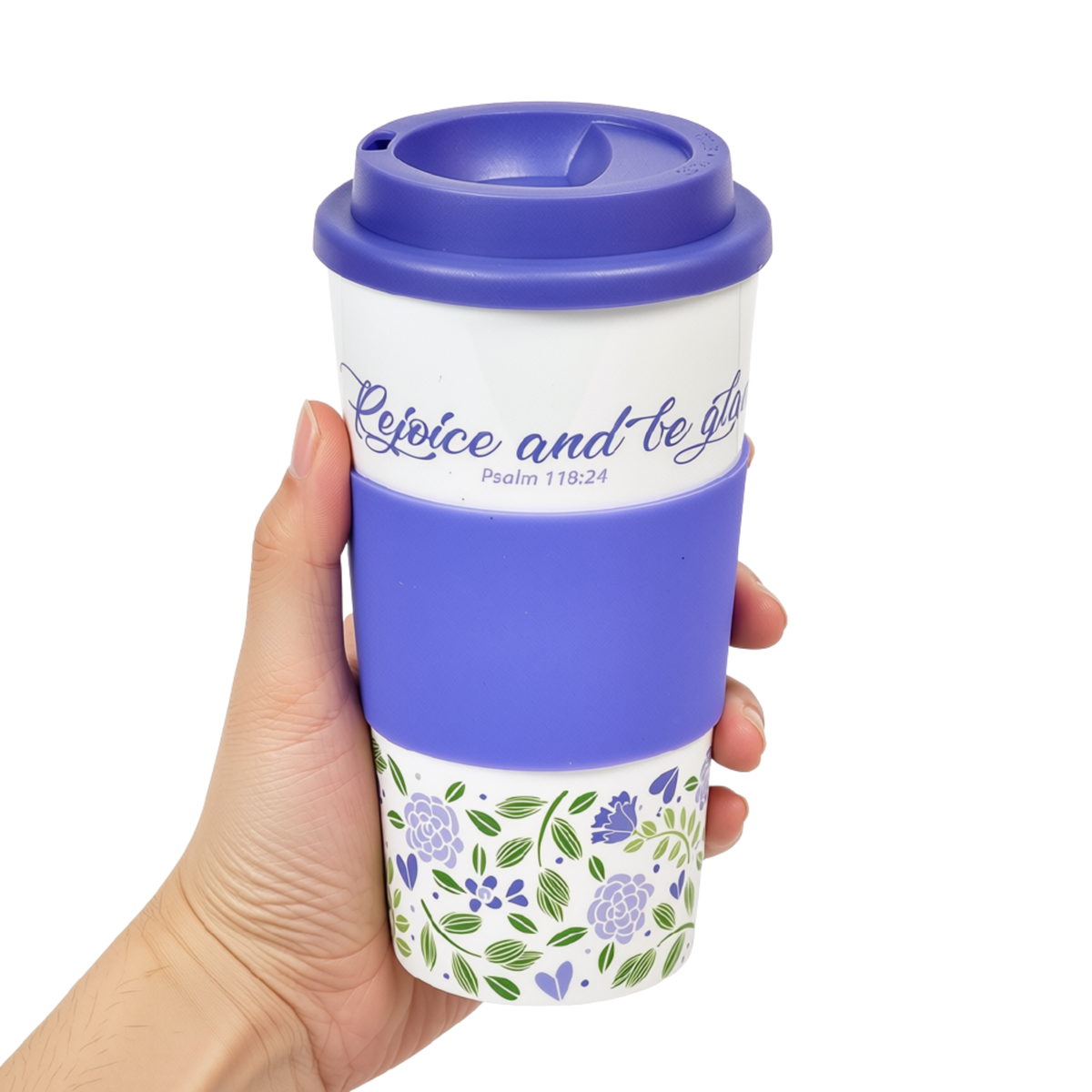 16oz Double-Wall Silicone Travel Tumbler - KJV - Rejoice and Be Glad Psalm 118:24