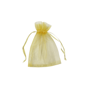 Pack of 6 Gold Organza Gift Bags Size 3.5" x 4" with Satin Drawstring