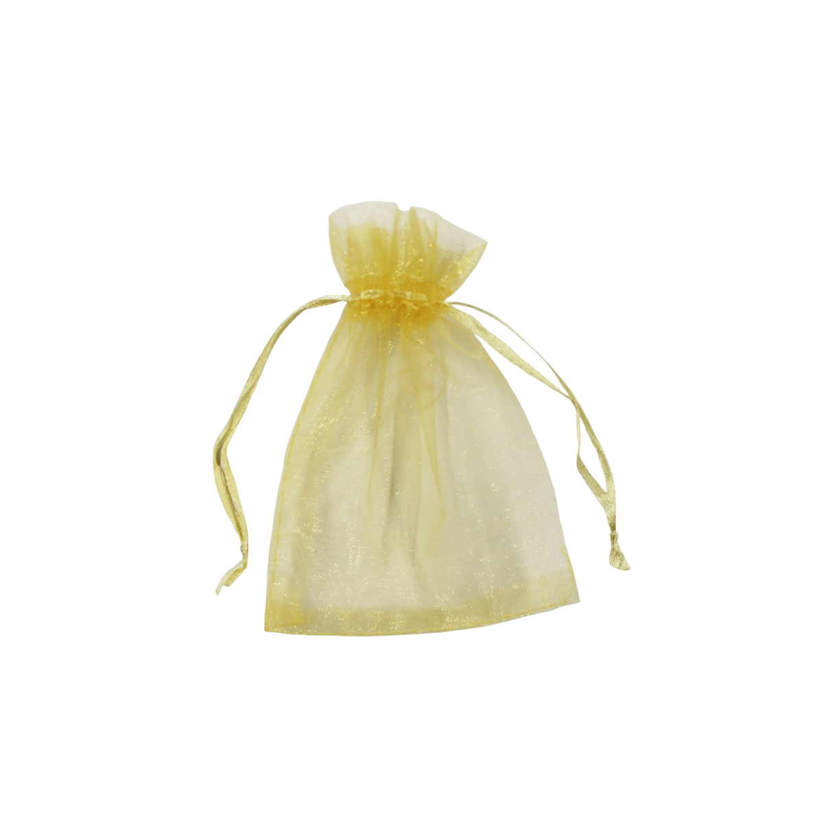 Pack of 6 Gold Organza Gift Bags Size 3.5" x 4" with Satin Drawstring