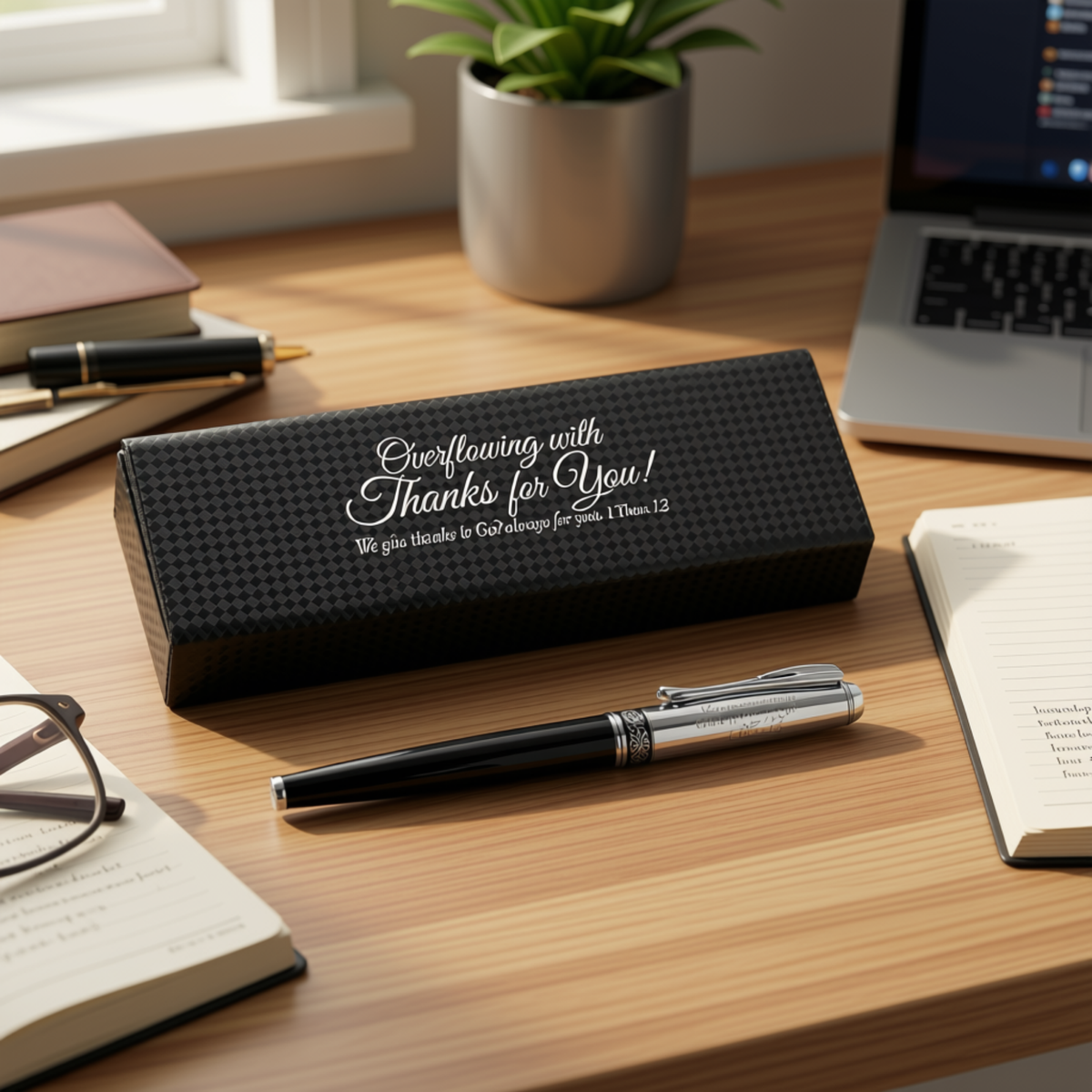 Executive Pen Set in Gift Box - KJV - Overflowing with Thanks