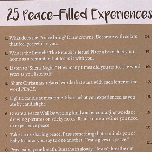 A Family Christmas Experience Countdown Activity - Jesus, the Prince of Peace