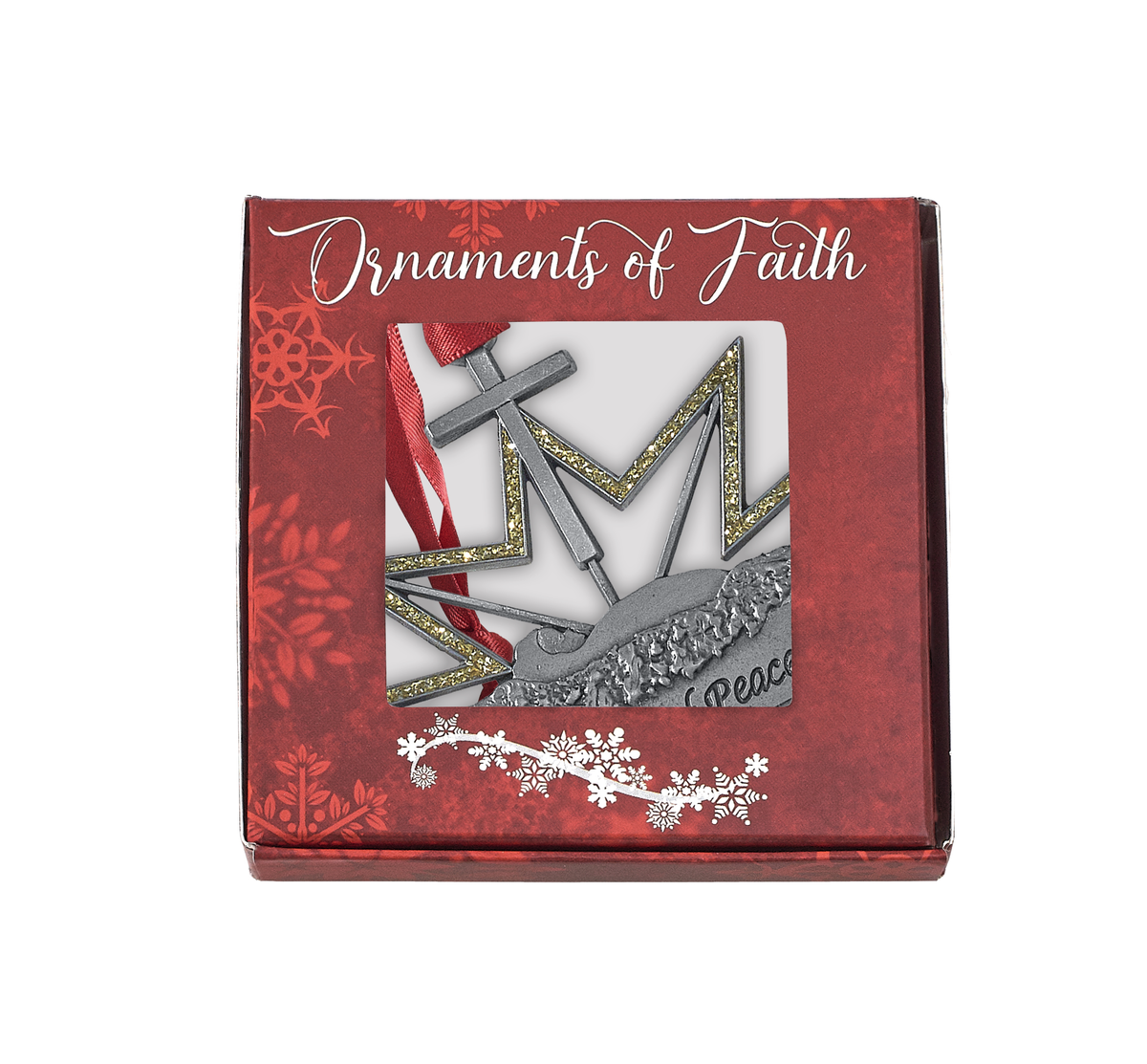 Ornaments of Faith® - KJV - Jesus, the Prince of Peace. This beautifully designed pewter-finish ornament honors Jesus as the Prince of Peace and offers a meaningful way to share the Christmas story to ministry staff, volunteers, and community members. The glittering gold crown proclaims Jesus as Prince, while the manger shows his humble, gentle nature.