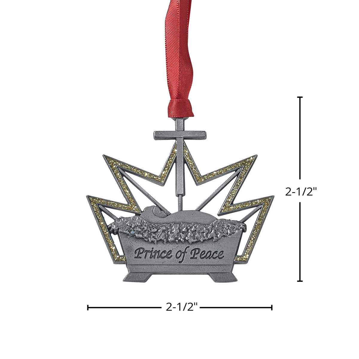 Ornaments of Faith® - KJV - Jesus, the Prince of Peace. This beautifully designed pewter-finish ornament honors Jesus as the Prince of Peace and offers a meaningful way to share the Christmas story to ministry staff, volunteers, and community members. The glittering gold crown proclaims Jesus as Prince, while the manger shows his humble, gentle nature.