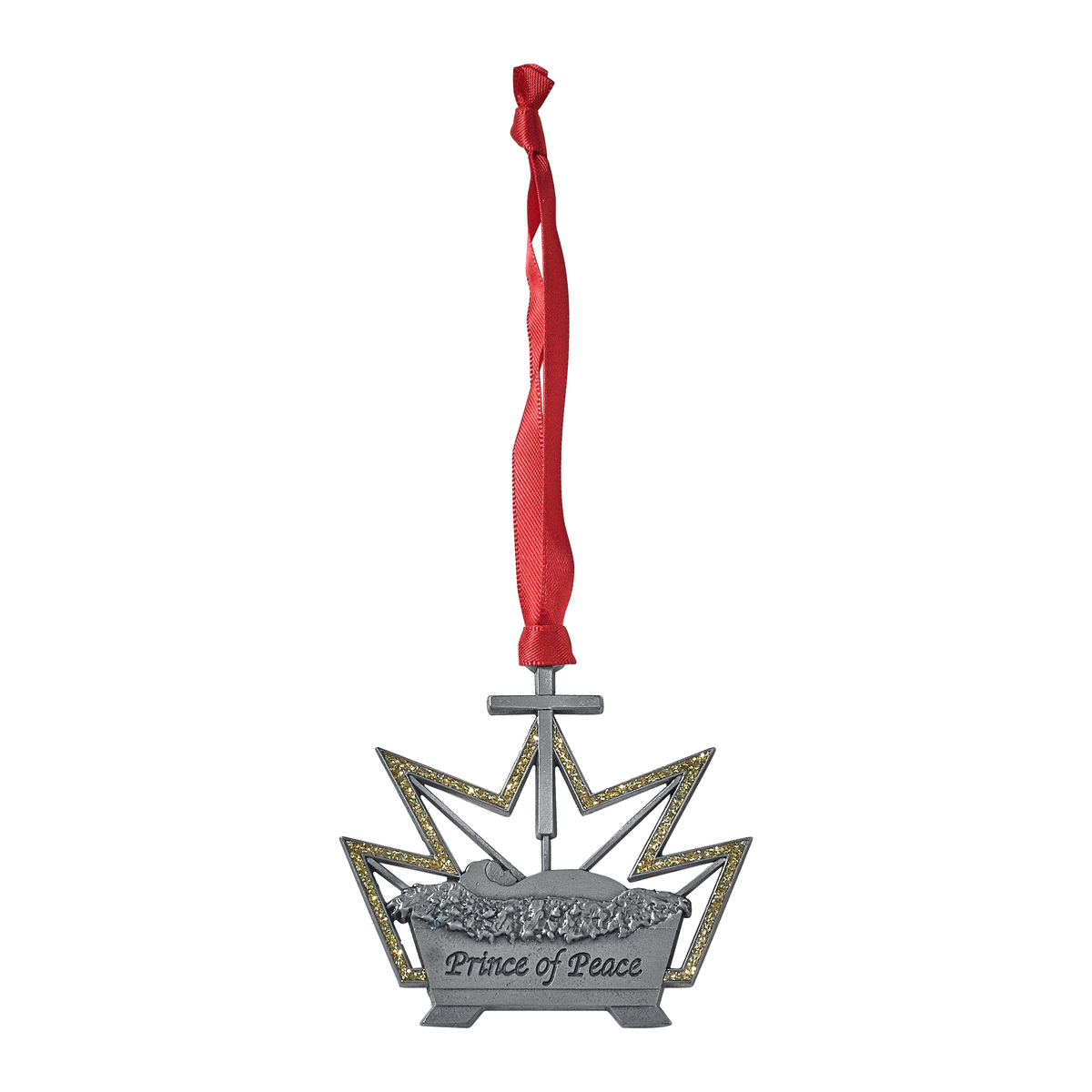 Ornaments of Faith® - KJV - Jesus, the Prince of Peace. This beautifully designed pewter-finish ornament honors Jesus as the Prince of Peace and offers a meaningful way to share the Christmas story to ministry staff, volunteers, and community members. The glittering gold crown proclaims Jesus as Prince, while the manger shows his humble, gentle nature.