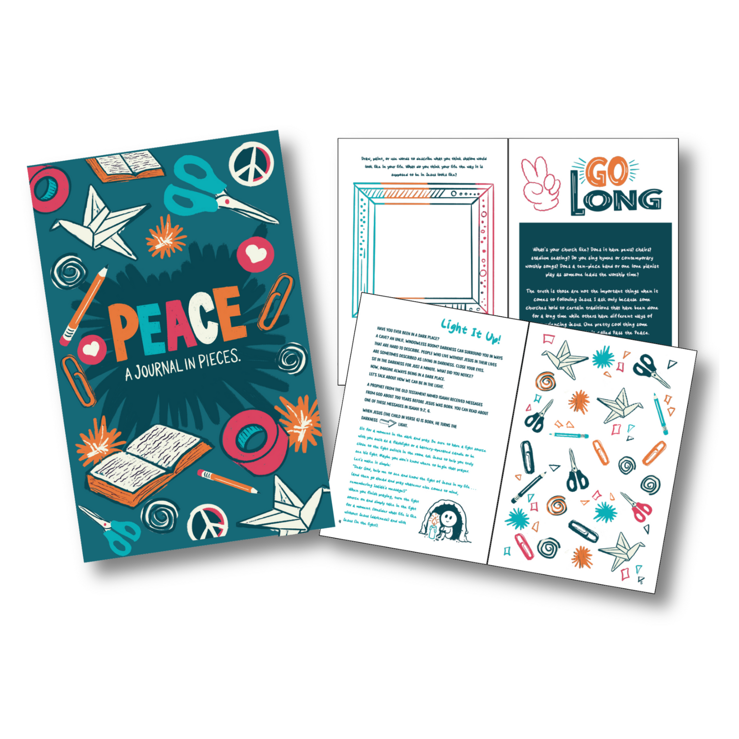 Interactive Wreck-It style devotional journal for preteens, 5½" x 8½", with 48 full-color pages for drawing, coloring, writing, and exploring Bible truths about God’s peace.
978-1-961346-55-0
