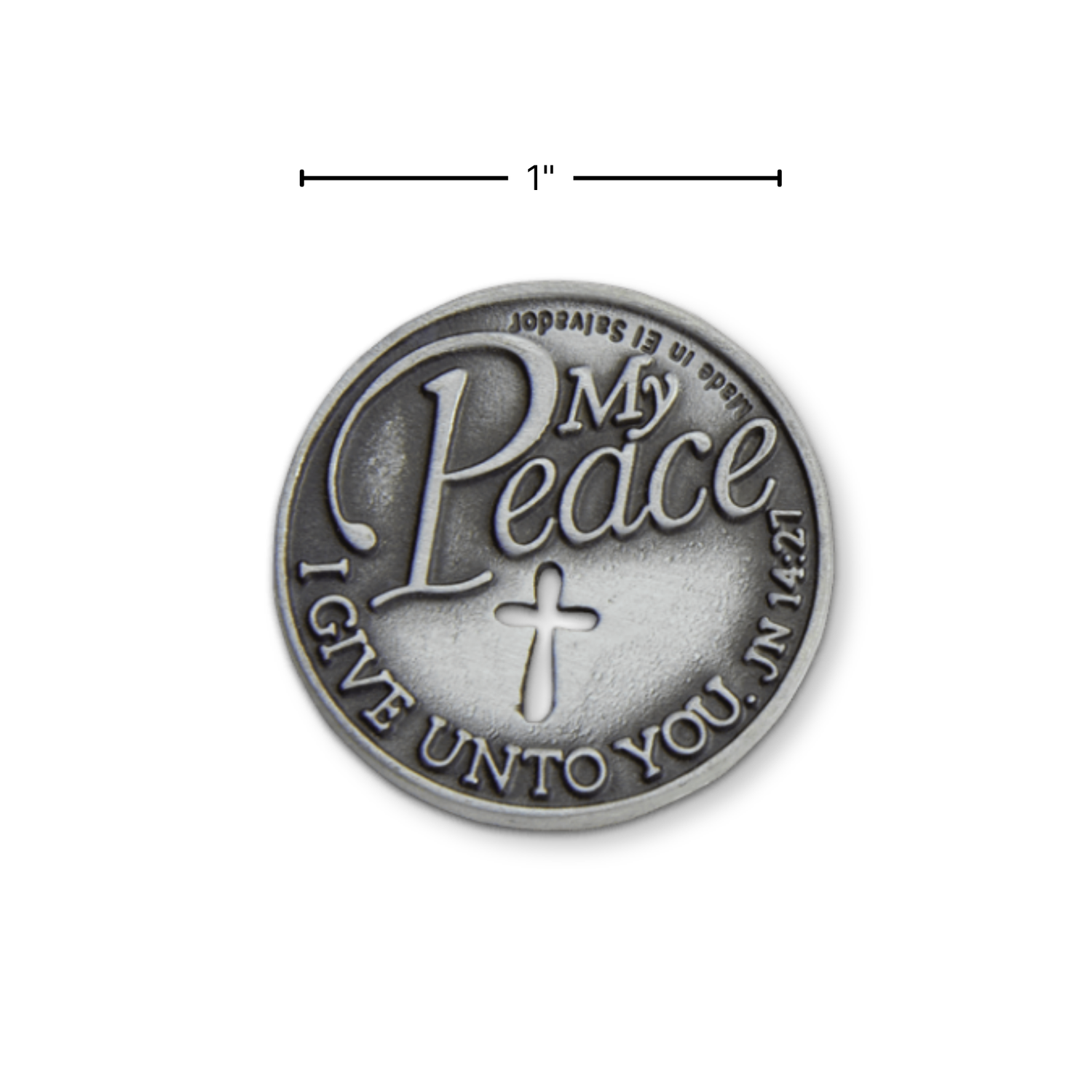 1" Pewter-Finish Faith Token - My Peace John 14:27