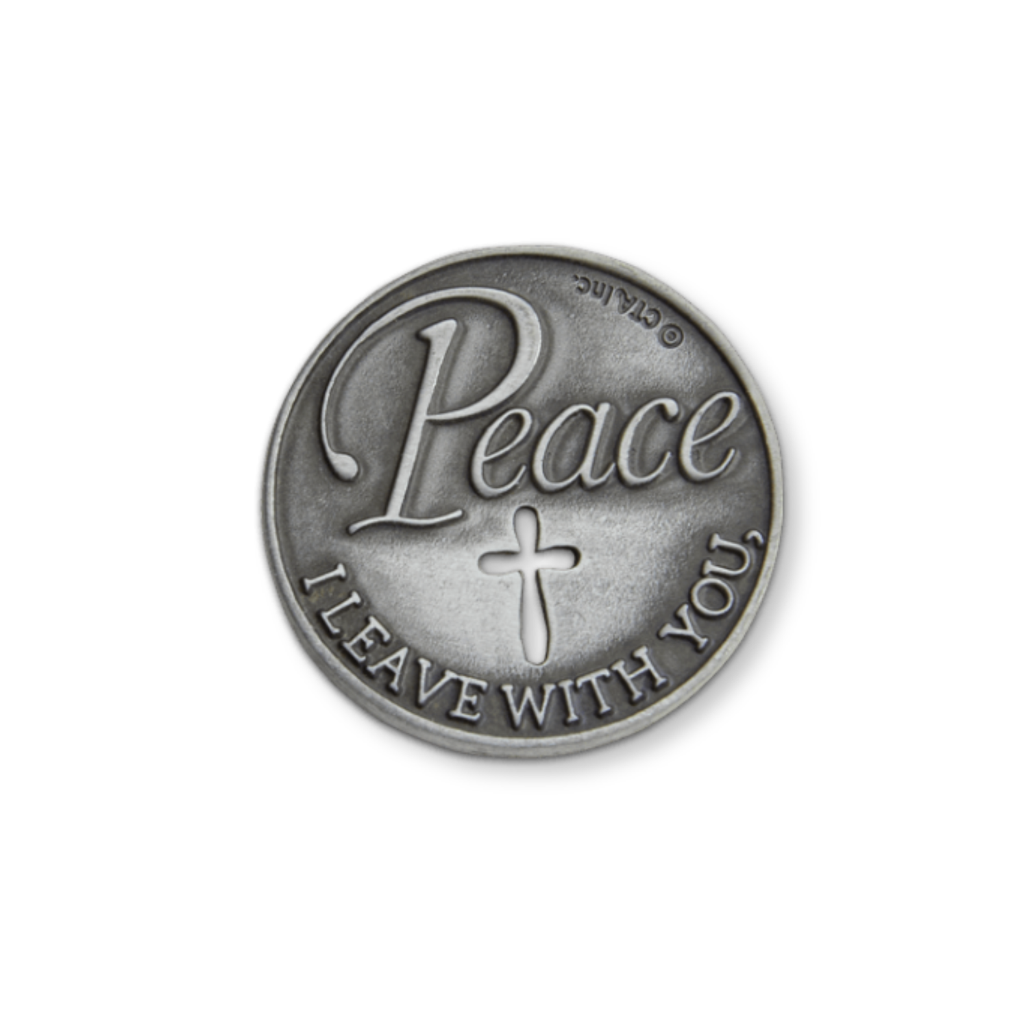 1" Pewter-Finish Faith Token - My Peace John 14:27