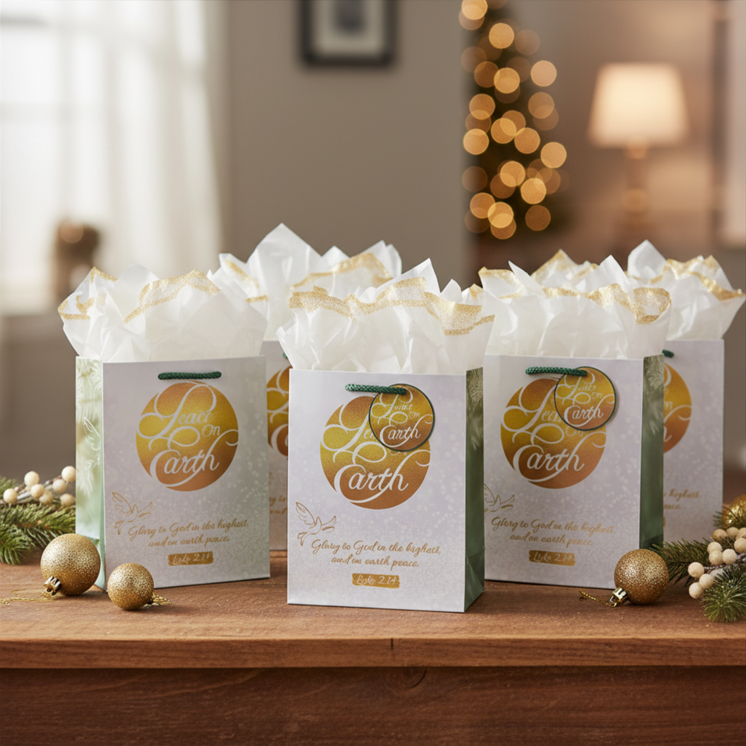 Christmas Gift Bag & Tag - Peace On Earth