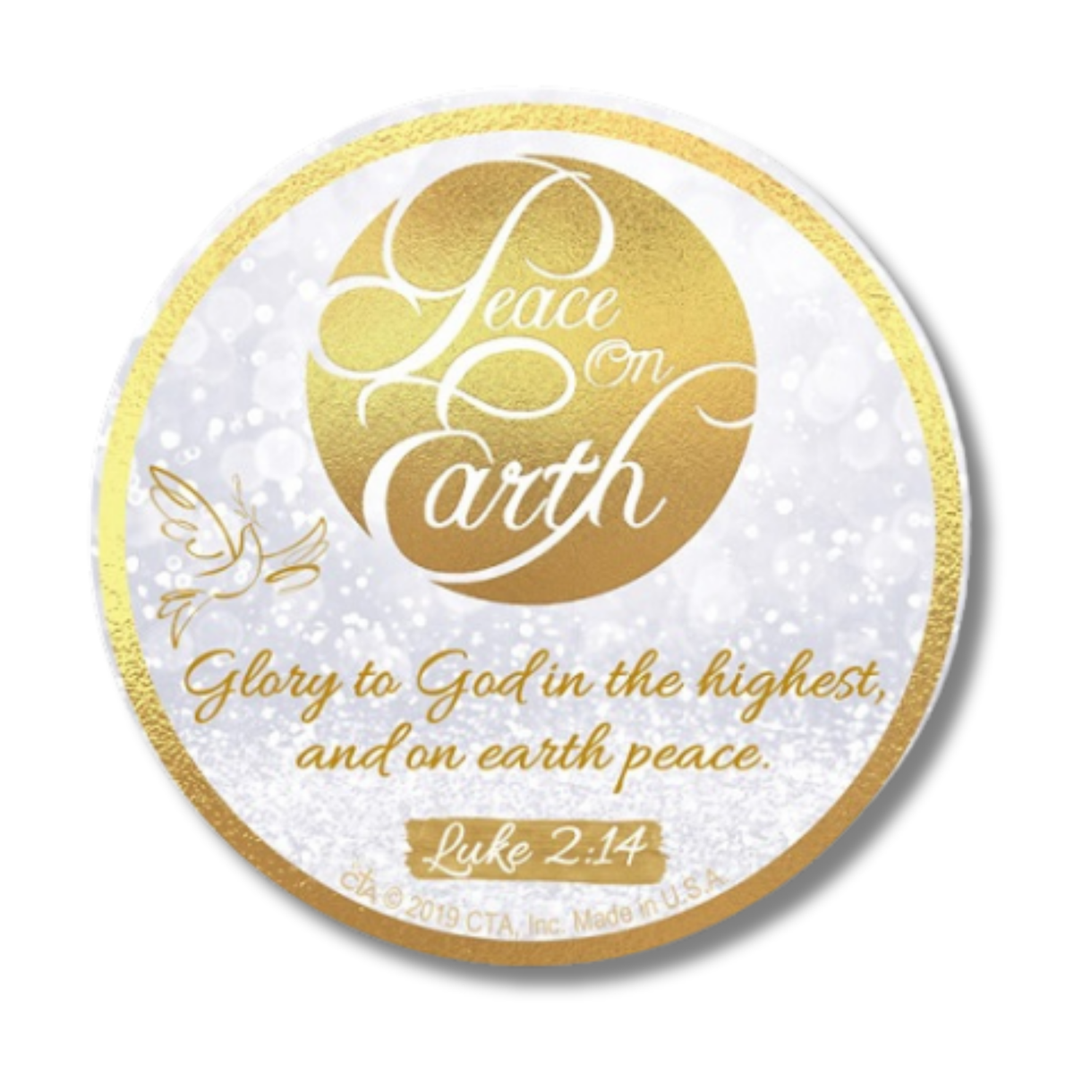 3" Round Christmas Magnet - Peace On Earth
