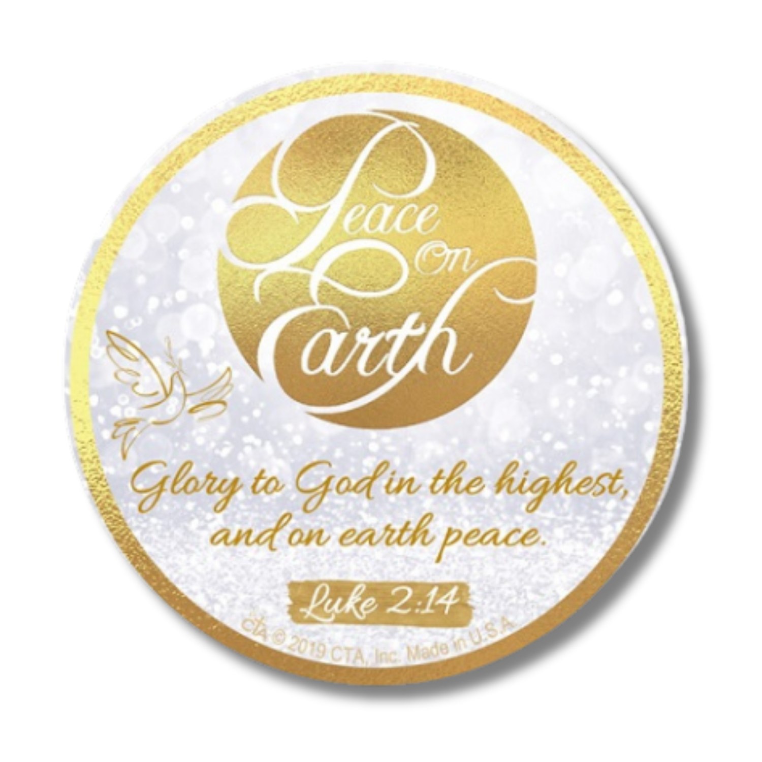 3" Round Christmas Magnet - Peace On Earth