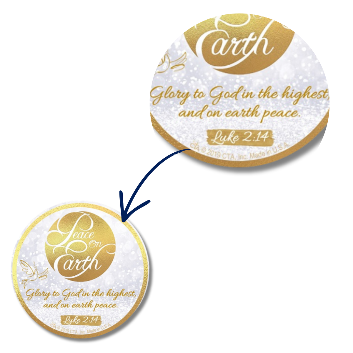 3" Round Christmas Magnet - Peace On Earth