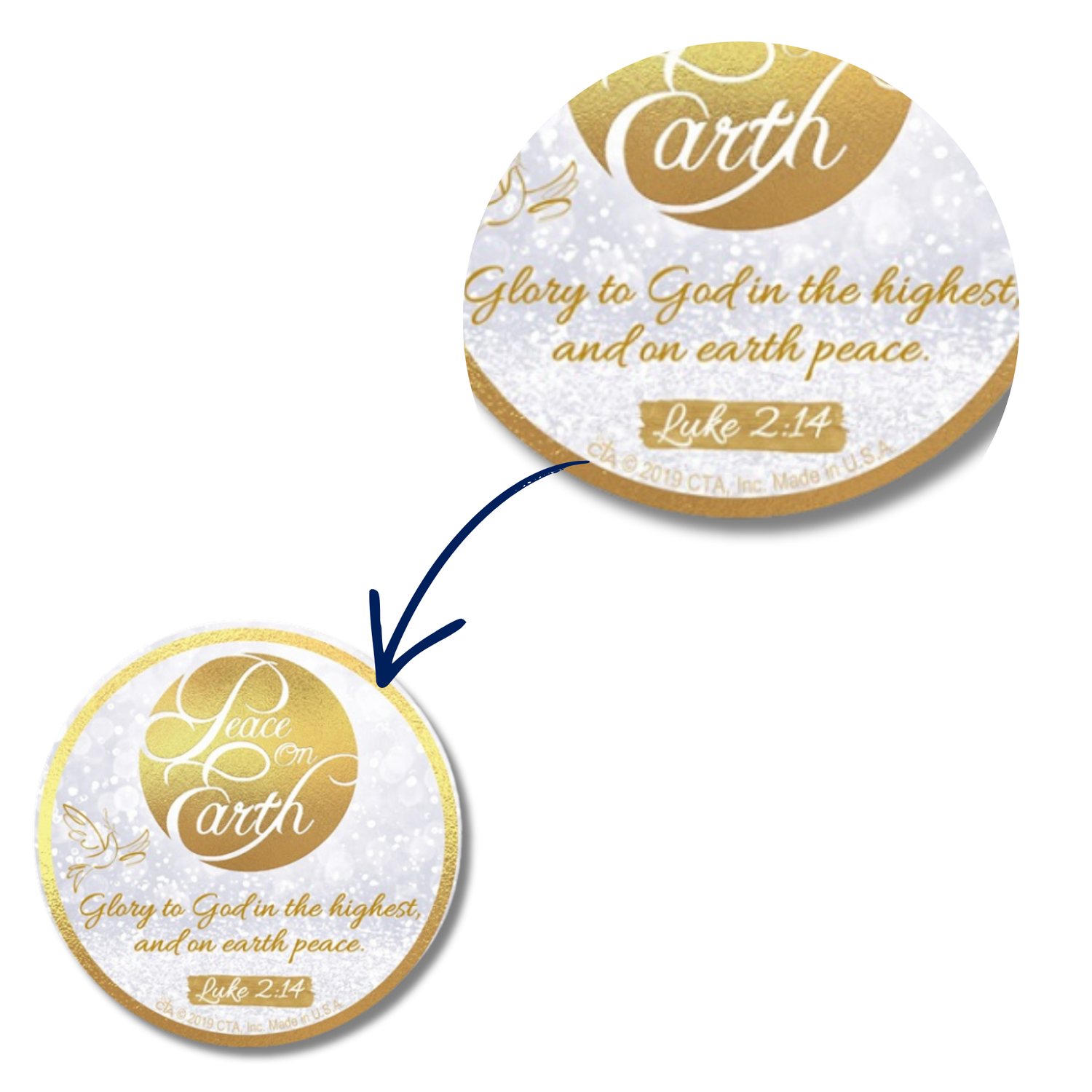 3" Round Christmas Magnet - Peace On Earth