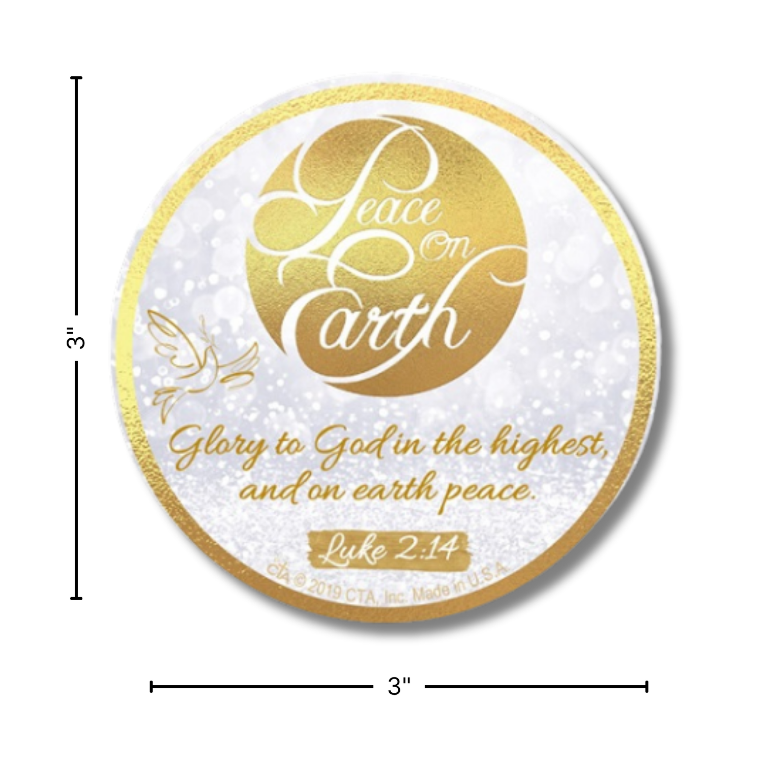3" Round Christmas Magnet - Peace On Earth
