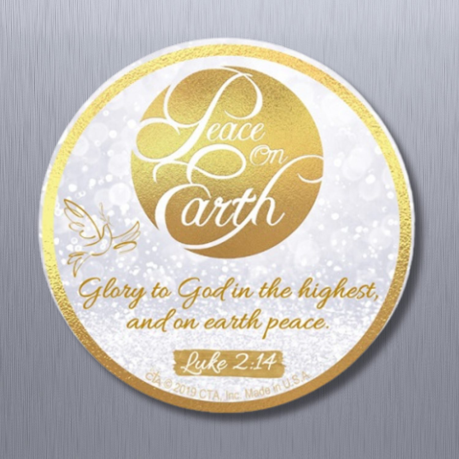 3" Round Christmas Magnet - Peace On Earth