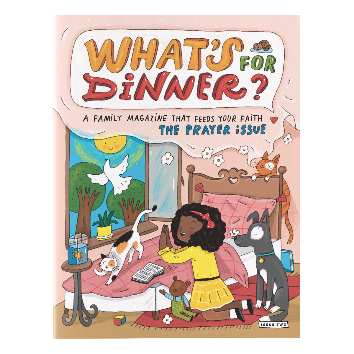 What's for Dinner? The Prayer Issue over breakfast or dinner, or they can complete one activity together before bed to end each day with a reminder to talk to Jesus. Magazine and activity book. 