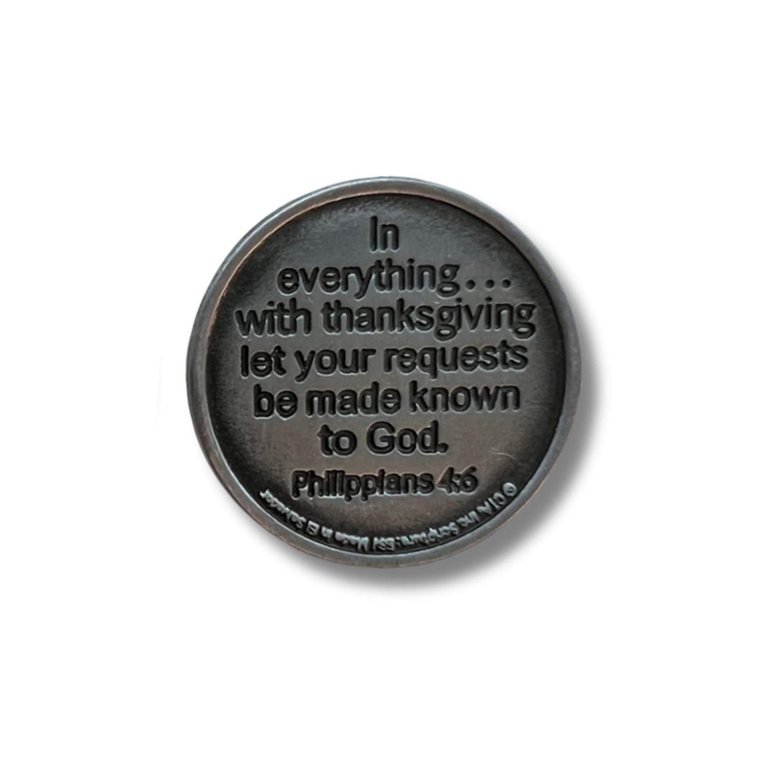 1" Pewter-Finished Faith Token - P.R.A.Y. Philippians 4:6