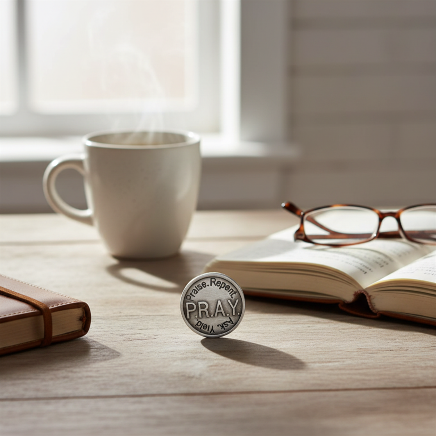 1" Pewter-Finished Faith Token - P.R.A.Y. Philippians 4:6