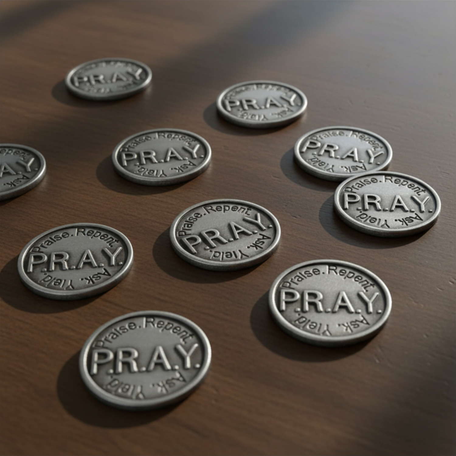 1" Pewter-Finished Faith Token - P.R.A.Y. Philippians 4:6