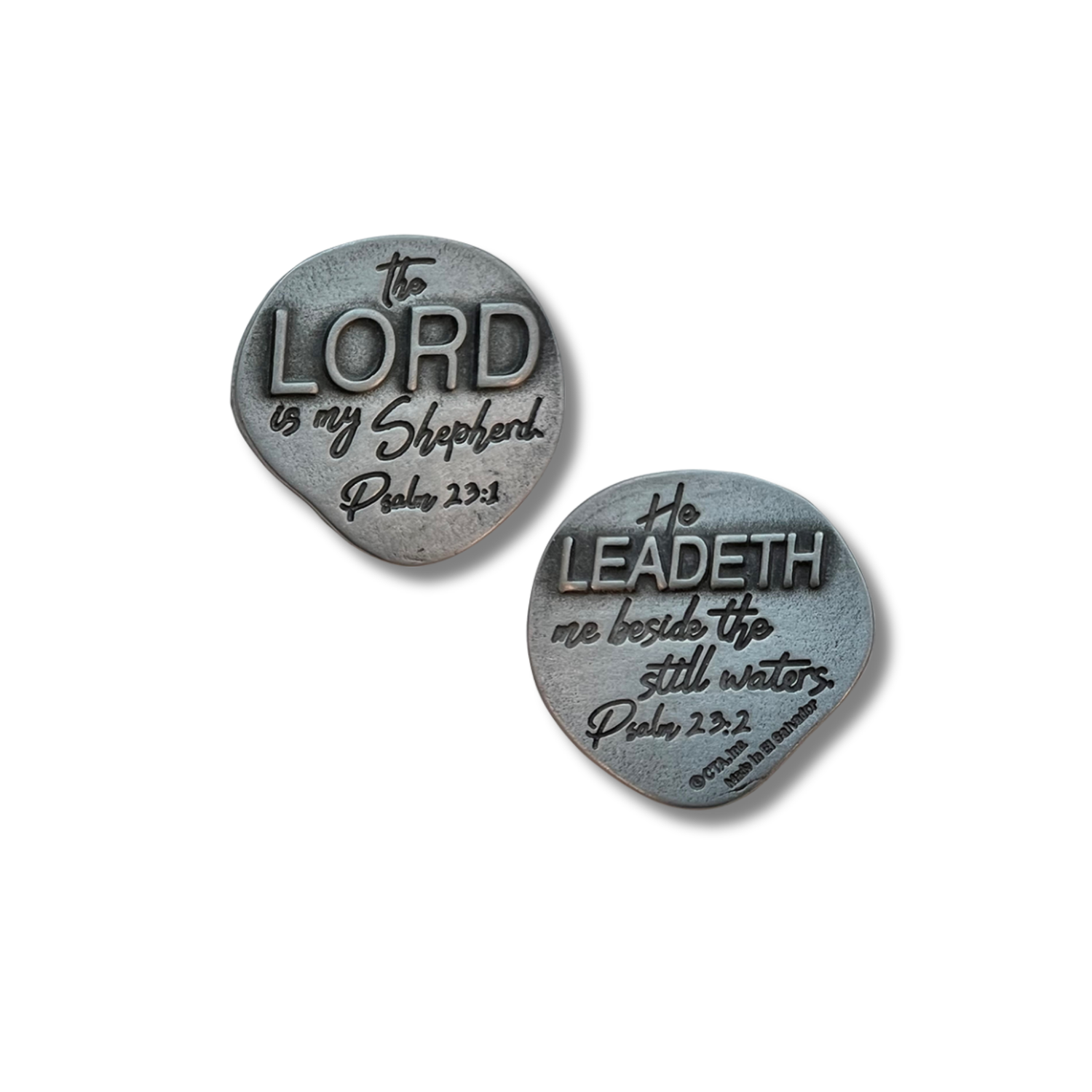 1" Pewter-Finish Faith Token - Psalm 23