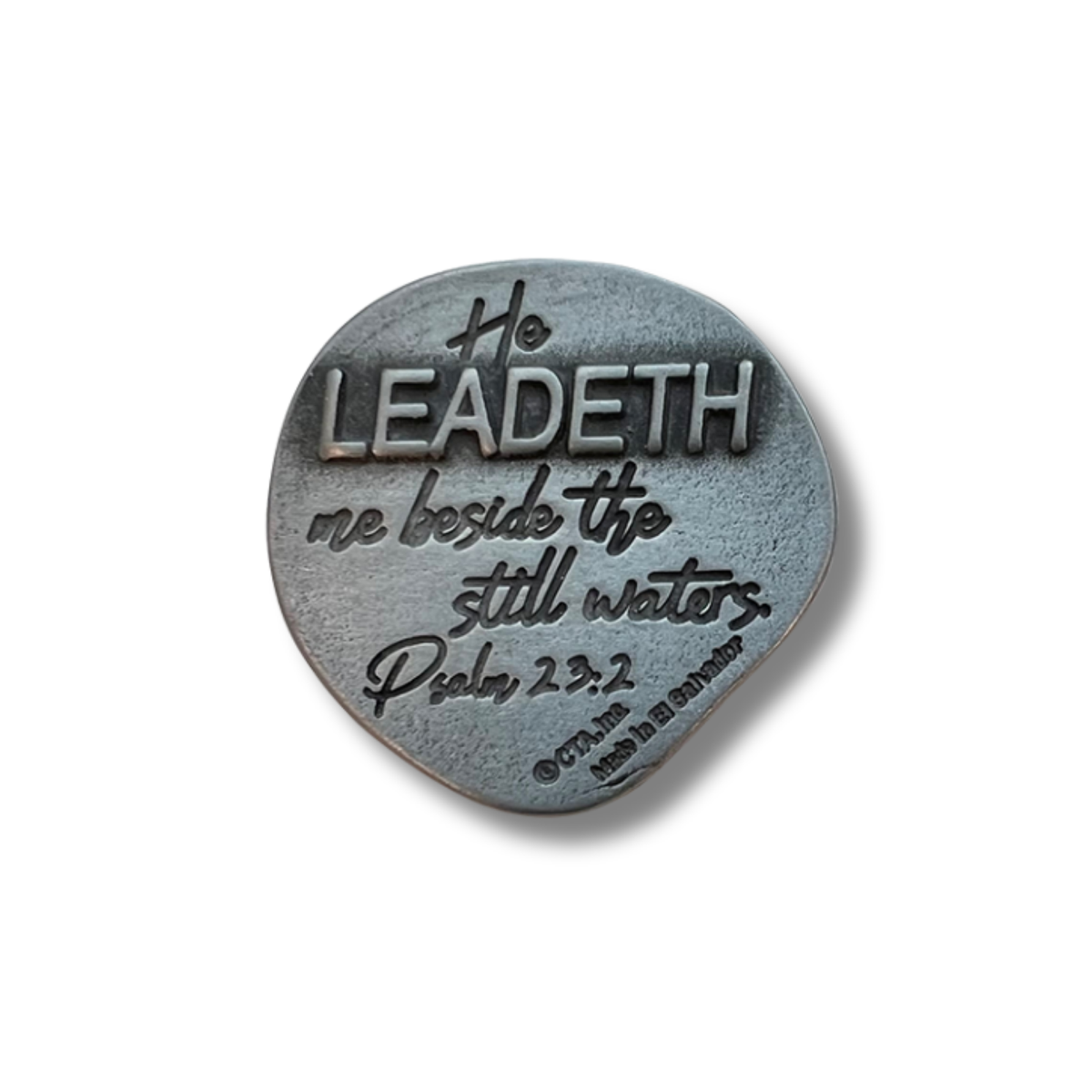 1" Pewter-Finish Faith Token - KJV - Psalm 23